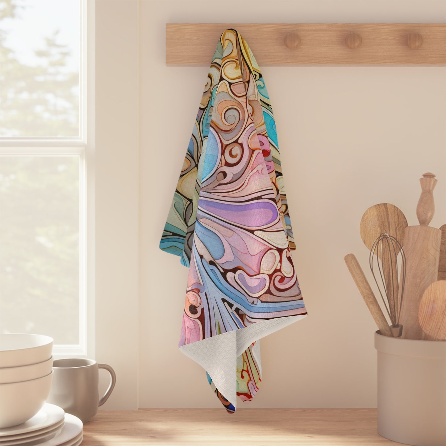 Rainbow Paisley Kitchen Tea Towel - 16x25" Soft Waffle Towel