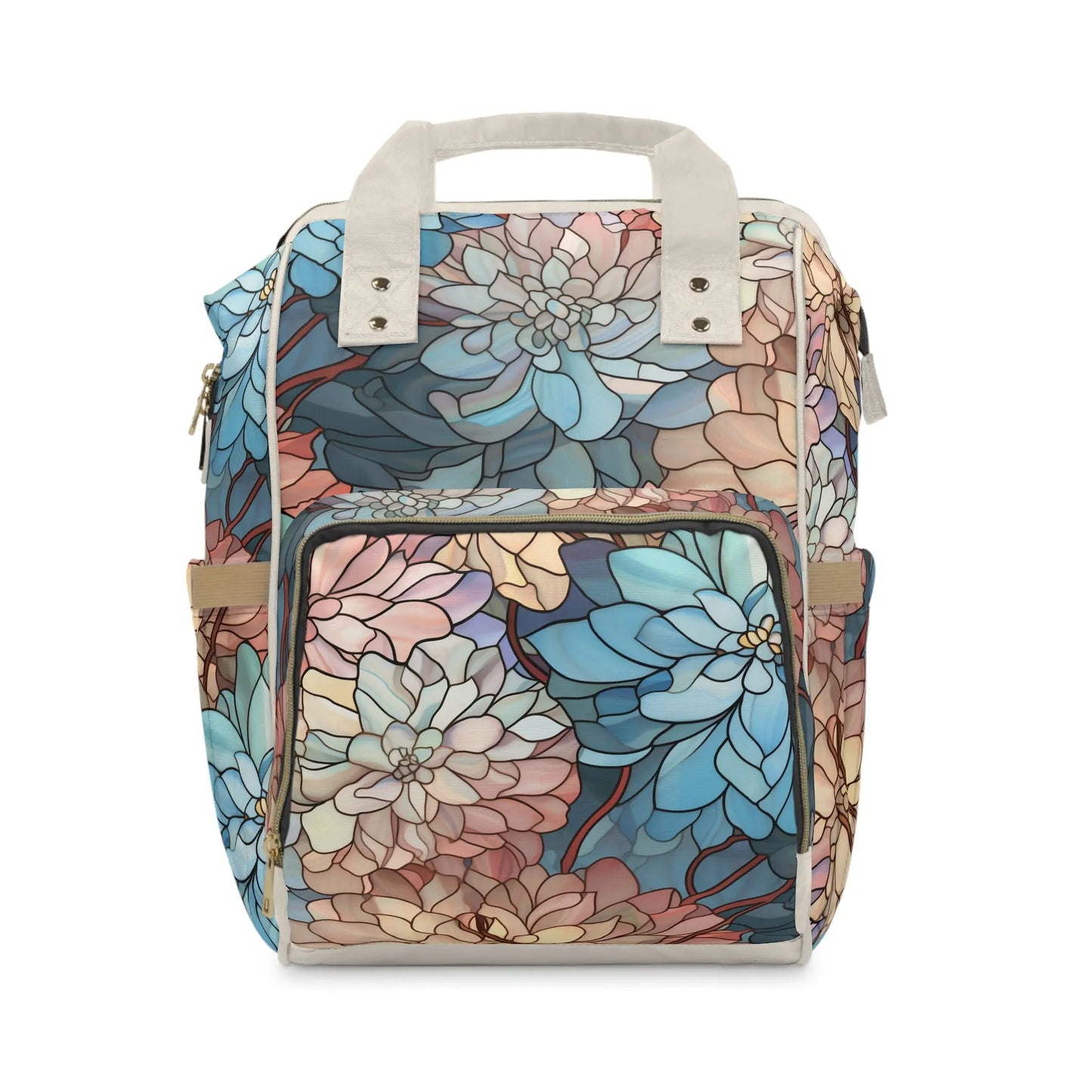 Stained Glass Flowers Multi-Purpose Diaper Backpack