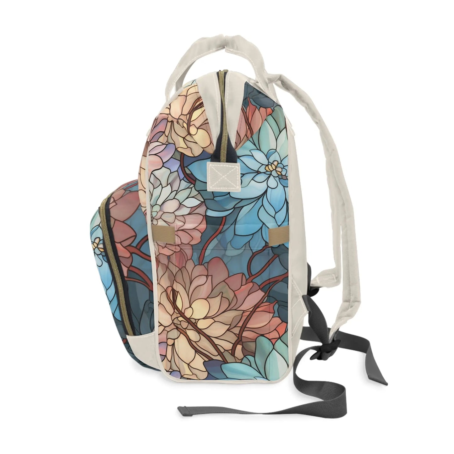Stained Glass Flowers Multi-Purpose Diaper Backpack