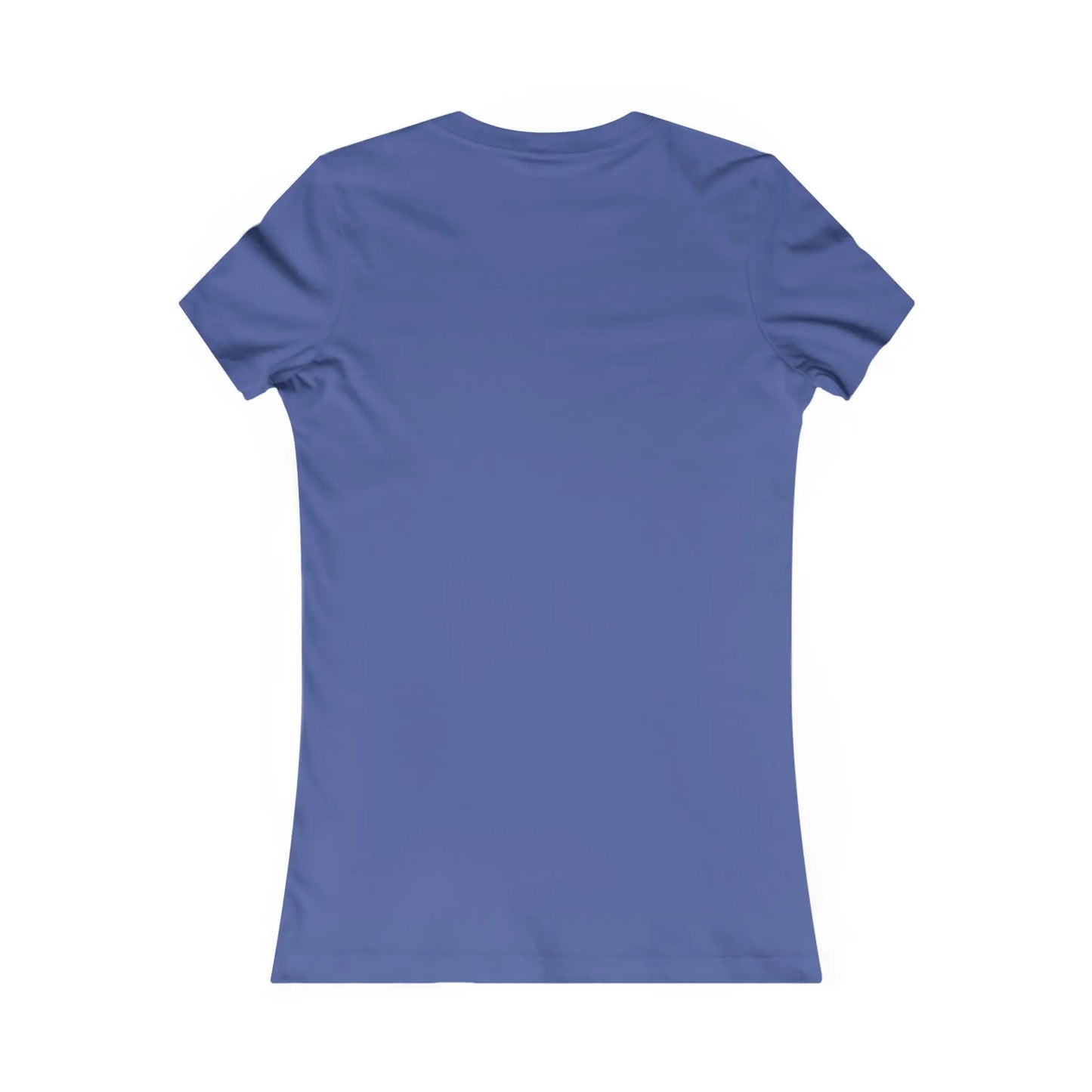 A plain blue tee, the Stained Glass Magnolia Womens Tee Shirt, is set flat to display its short sleeves and back. Featuring no designs or logos, this comfy shirt embodies simplicity. Made from sustainable materials, it rests elegantly on a white background.