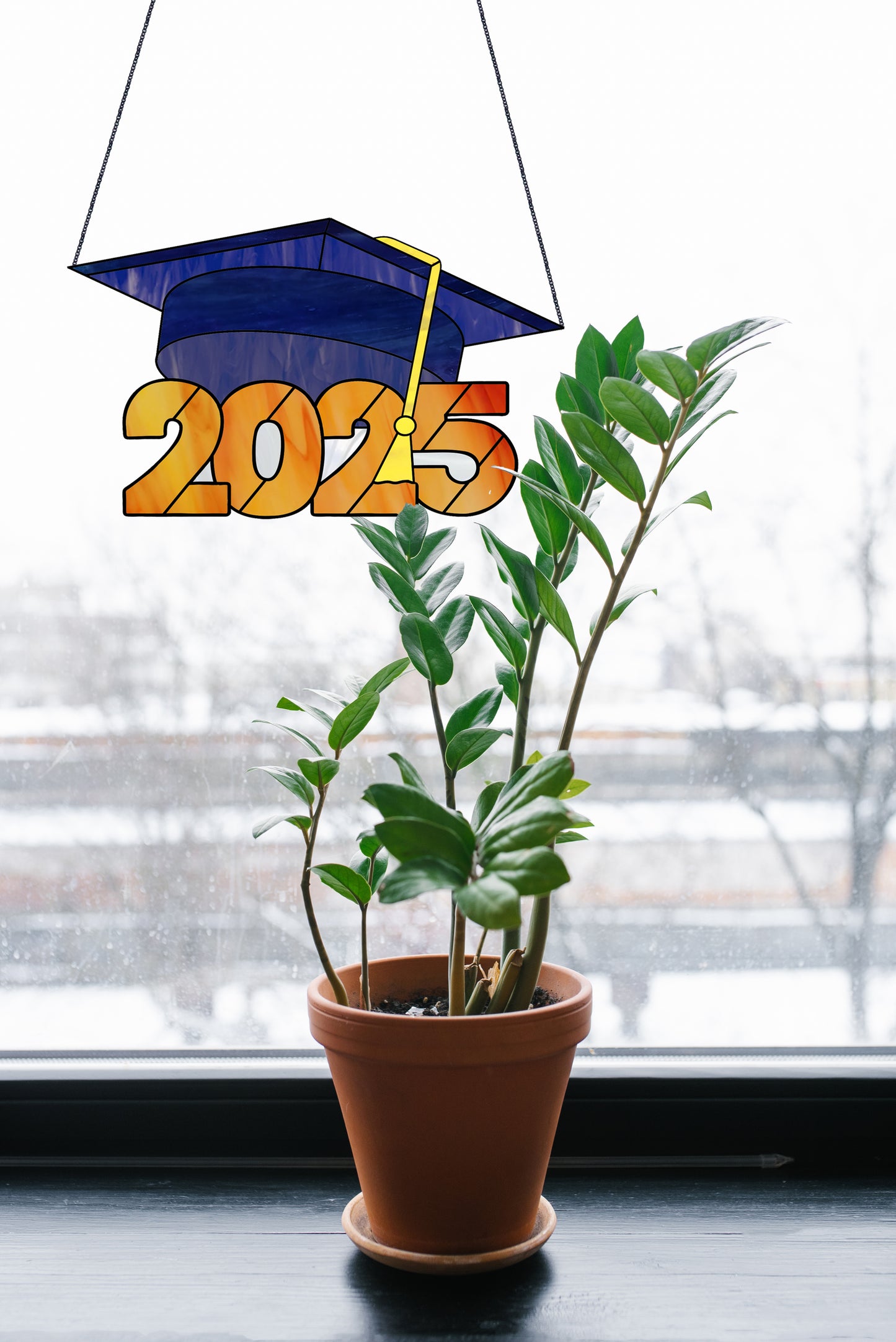 Class of 2025 Graduate Cap Stained Glass Pattern