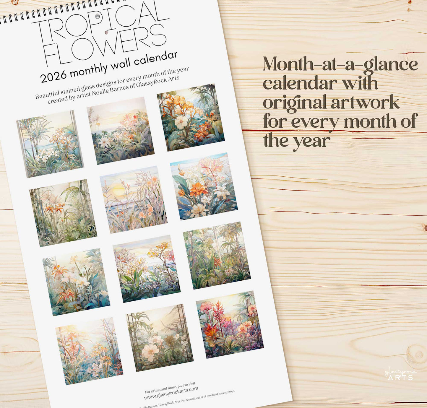 Tropical Flowers 2026 Wall Calendar