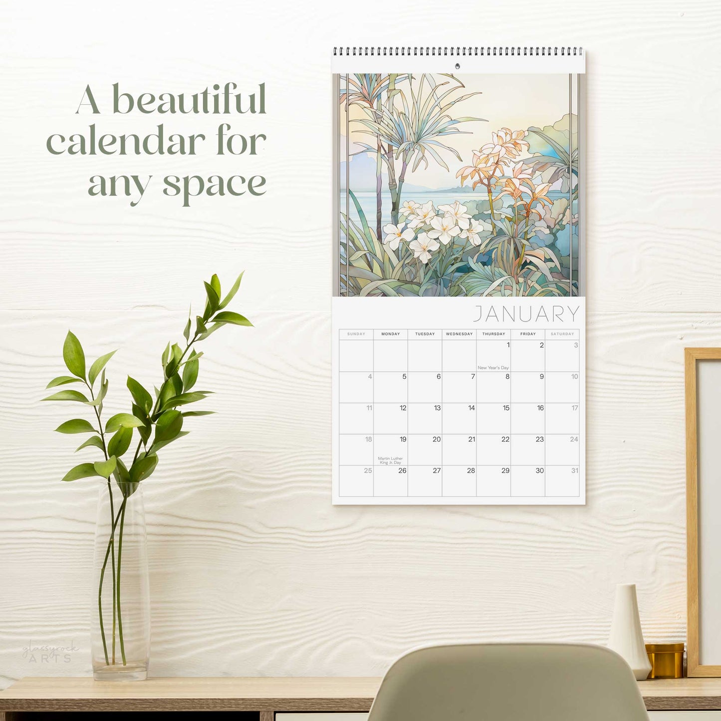 Tropical Flowers 2026 Wall Calendar