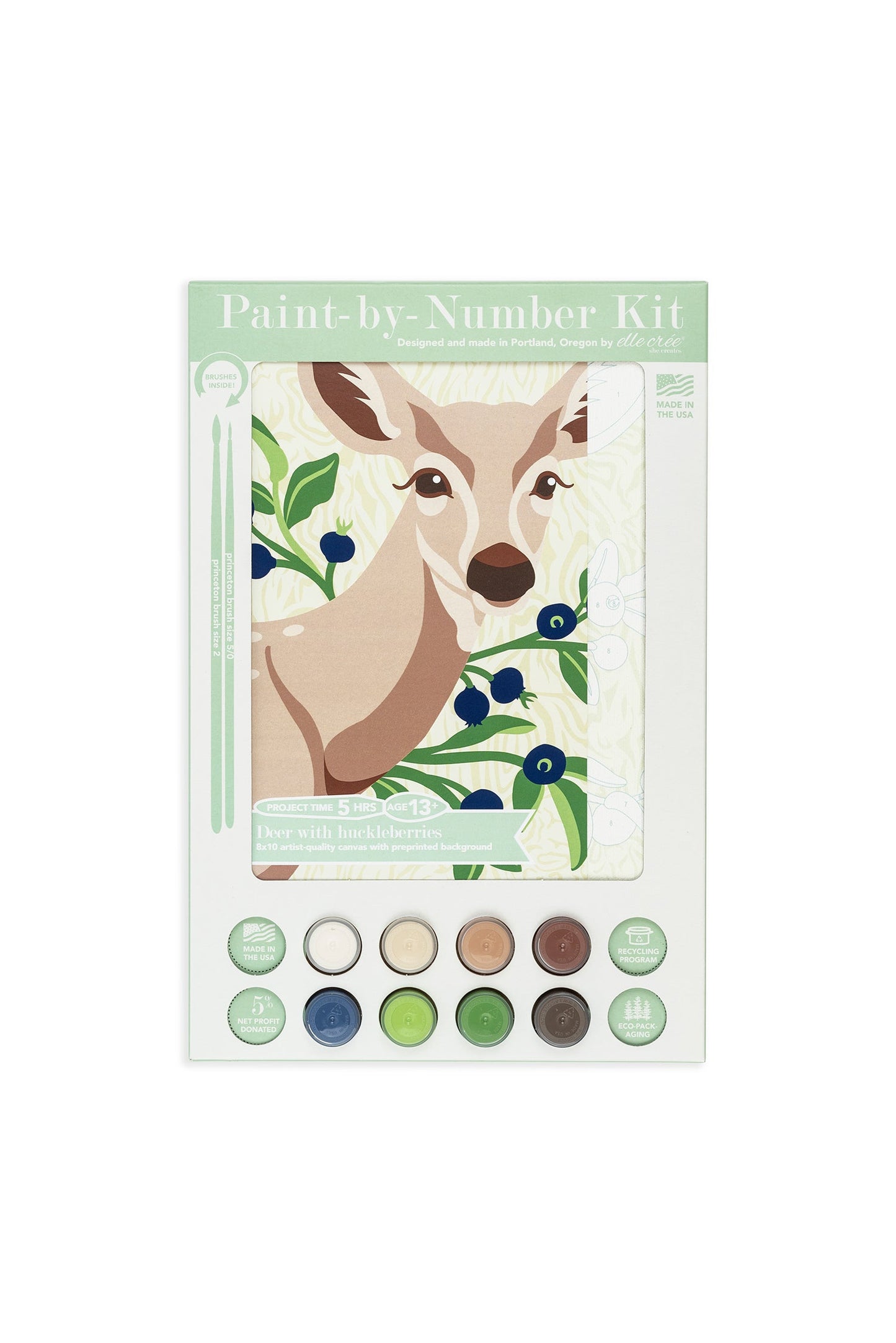 Deer with Huckleberries | 8x10 paint-by-number kit - Paint-by-Number Kit from Elle Crée