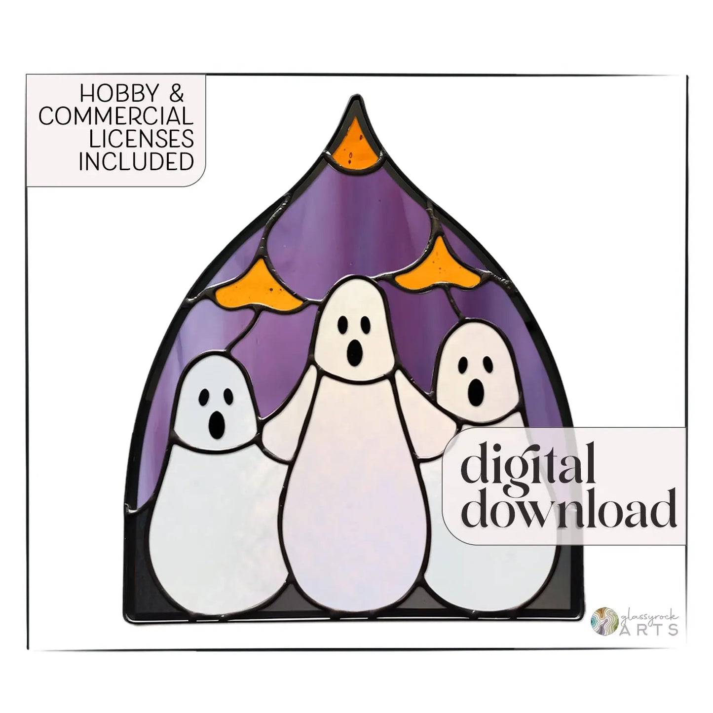 Three Ghosts Halloween Stained Glass Pattern
