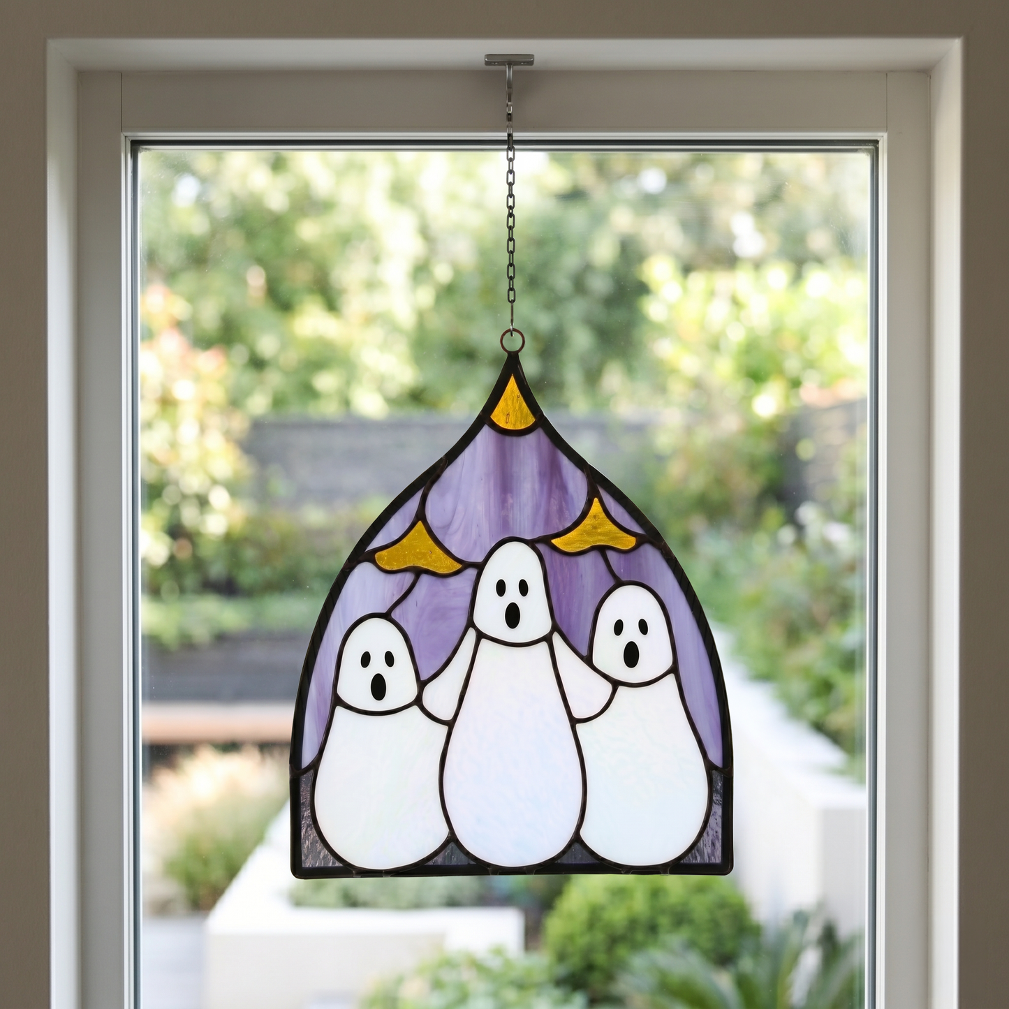 Three Ghosts Halloween Stained Glass Pattern