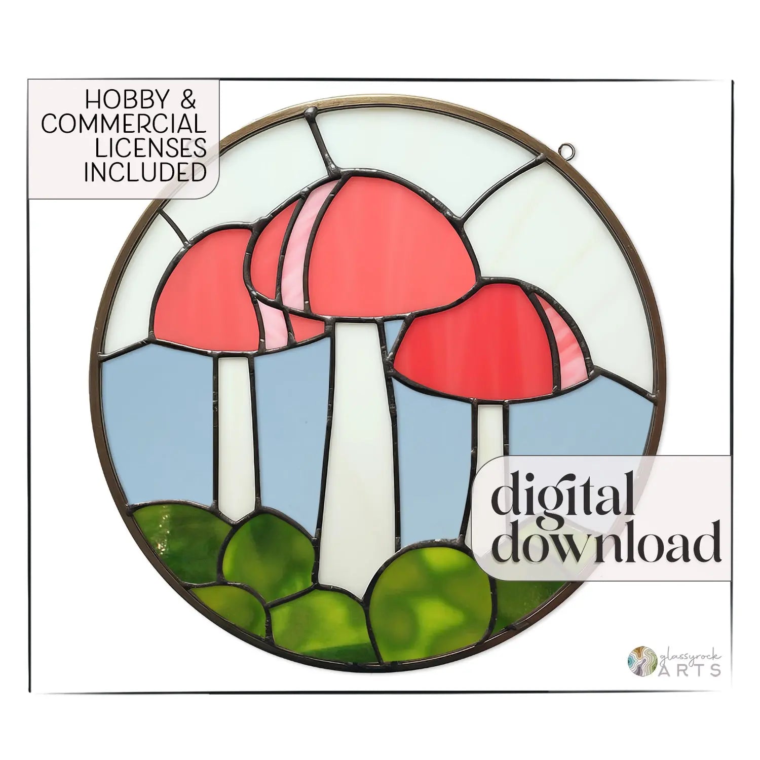 Mushroom Stained Glass Pattern - GlassyRock Arts mushroom-stained-glass-pattern-glassyrock-arts