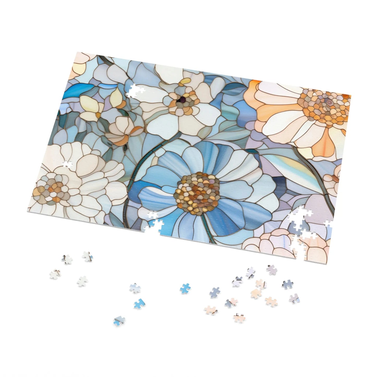 Stained Glass Flowers Jigsaw Puzzle (30, 110, 252, 500,1000-Piece)
