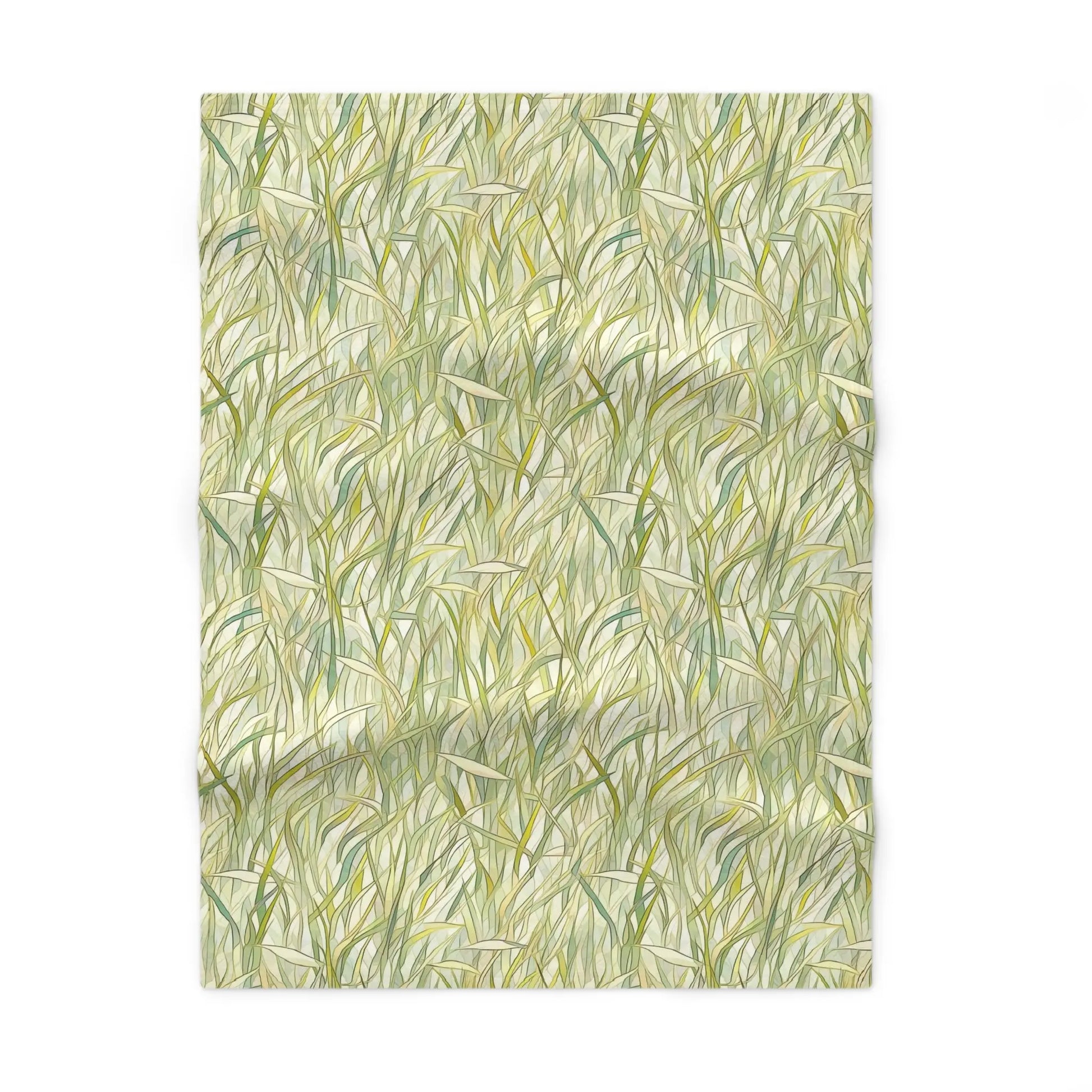 A picture of the Stained Glass Plants Soft Fleece Boho Baby Blanket, Sage Green Grasses from GlassyRock Arts.