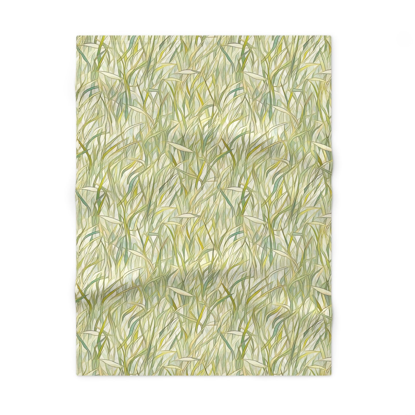 Stained Glass Plants Soft Fleece Boho Baby Blanket, Sage Green Grasses