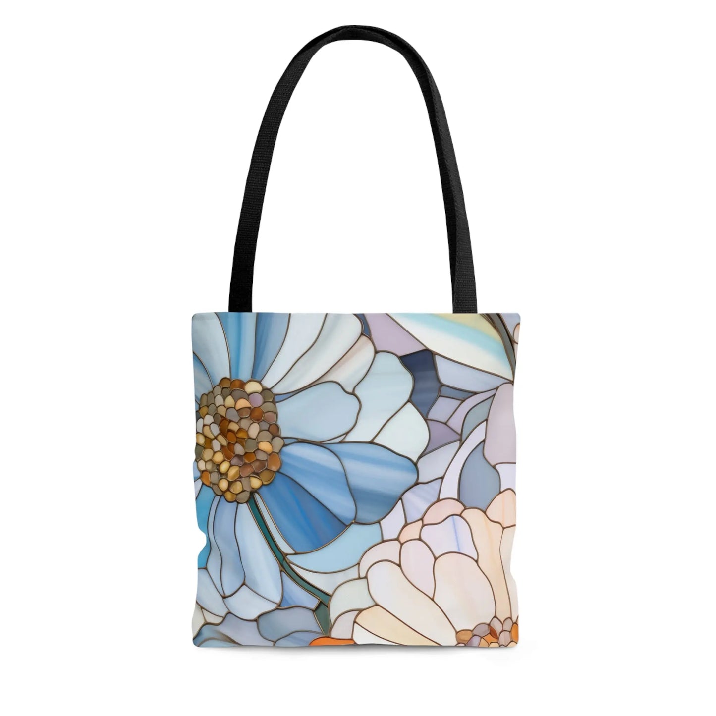Stained Glass Flowers Tote Bag