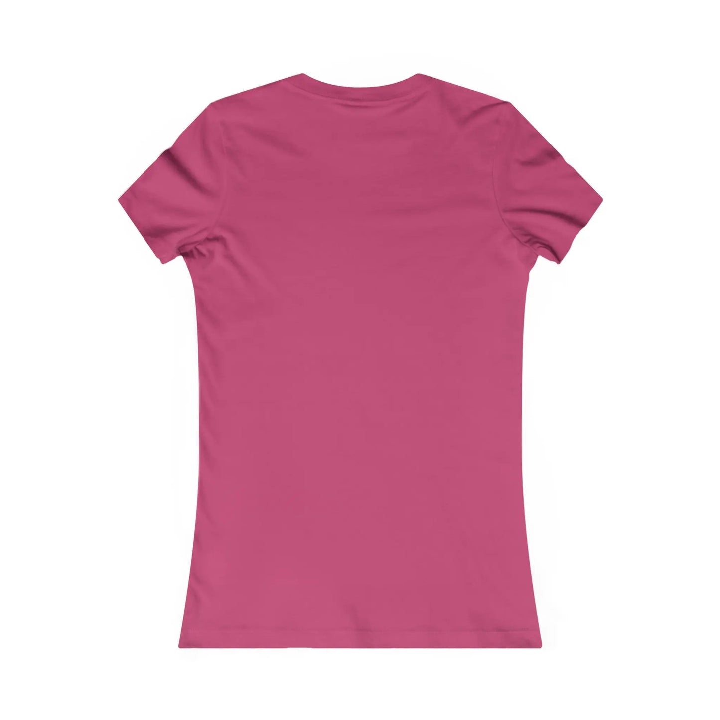 Back view of the Stained Glass Heart Womens Tee Shirt, a sustainable plain pink short-sleeve with a simple crew neck on white background. Its soft fabric makes it perfect for those who value comfort and eco-friendly fashion.
