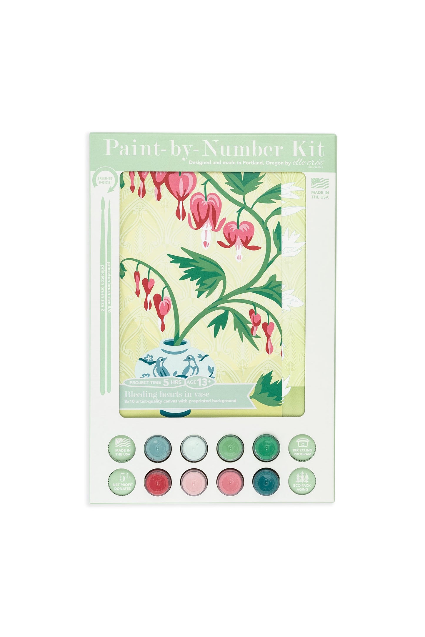 Bleeding Hearts in Vase | 8x10 paint-by-number kit - Paint-by-Number Kit from Elle Crée