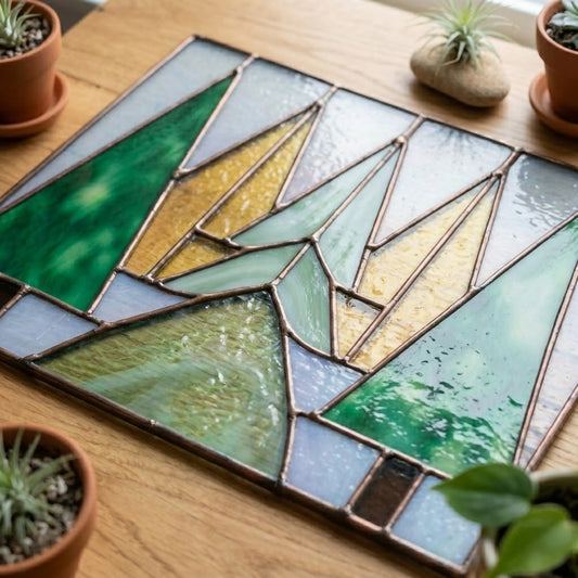 Five Trees Stained Glass Pattern and PNG