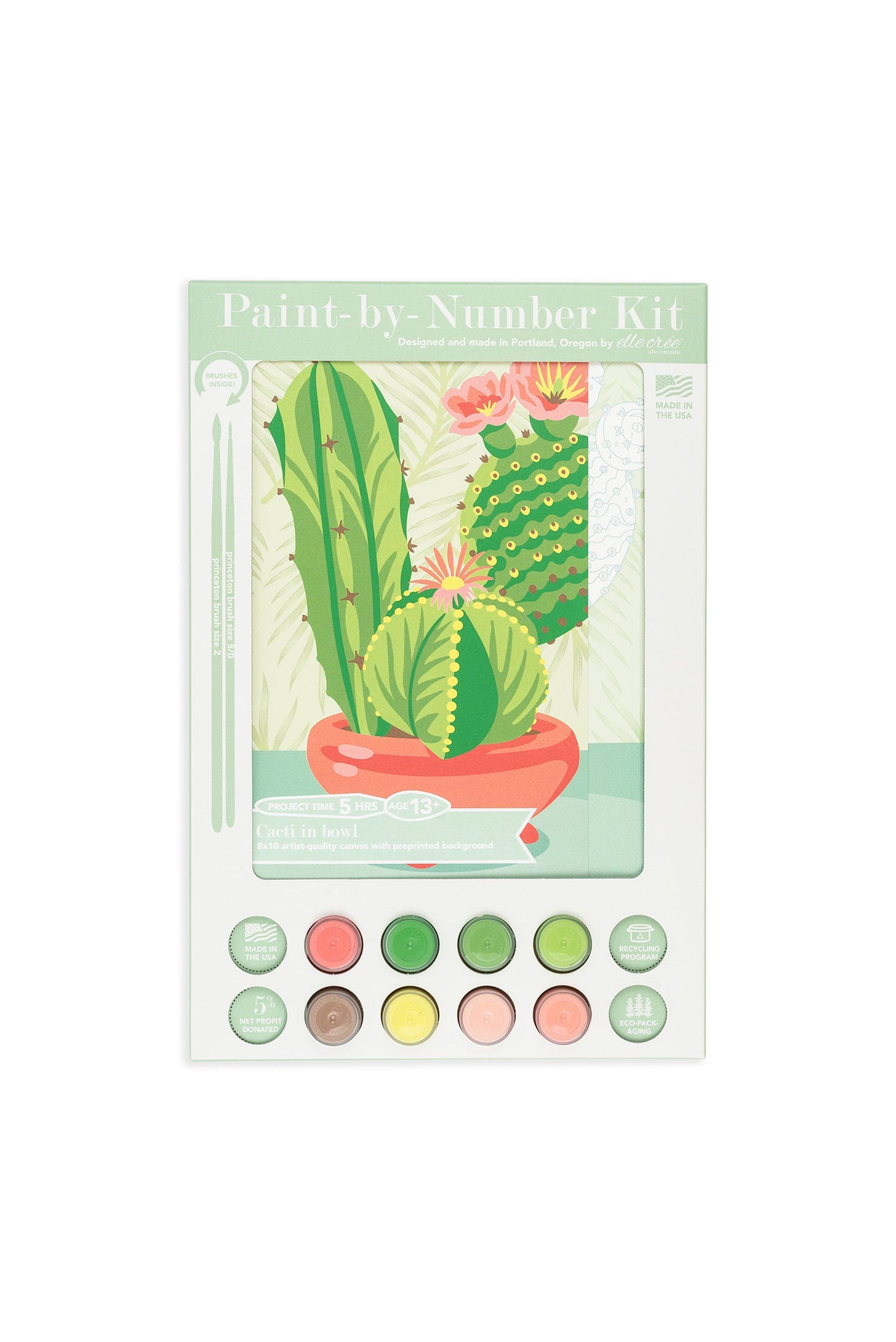 Cacti in Bowl | 8x10 paint-by-number kit - Paint-by-Number Kit from Elle Crée