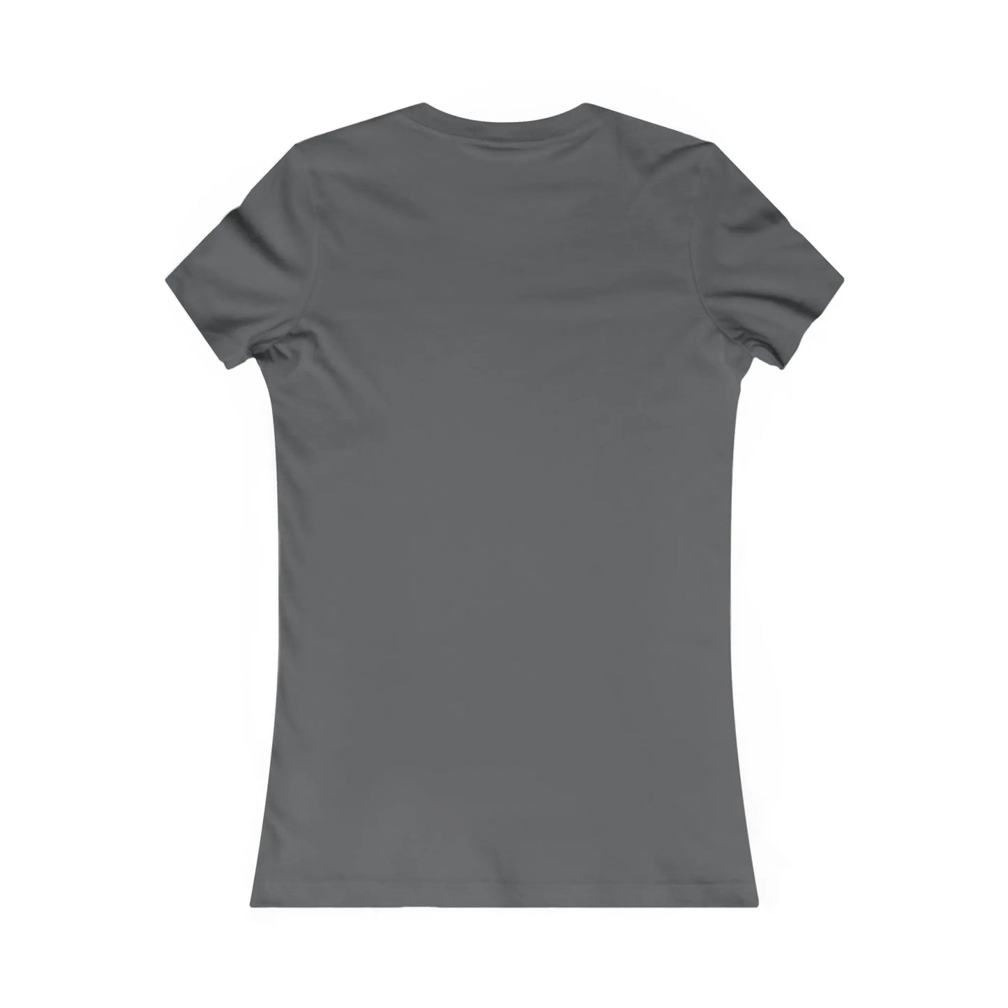 Back view of the Stained Glass Spring Butterfly Womens Tee Shirt on a white background: a plain gray, short-sleeve, fitted T-shirt offering comfort and sustainable style for a casual look.