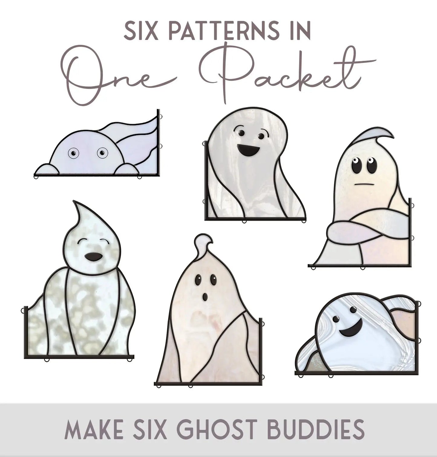 Ghost Buddies Halloween Stained Glass 6 Patterns