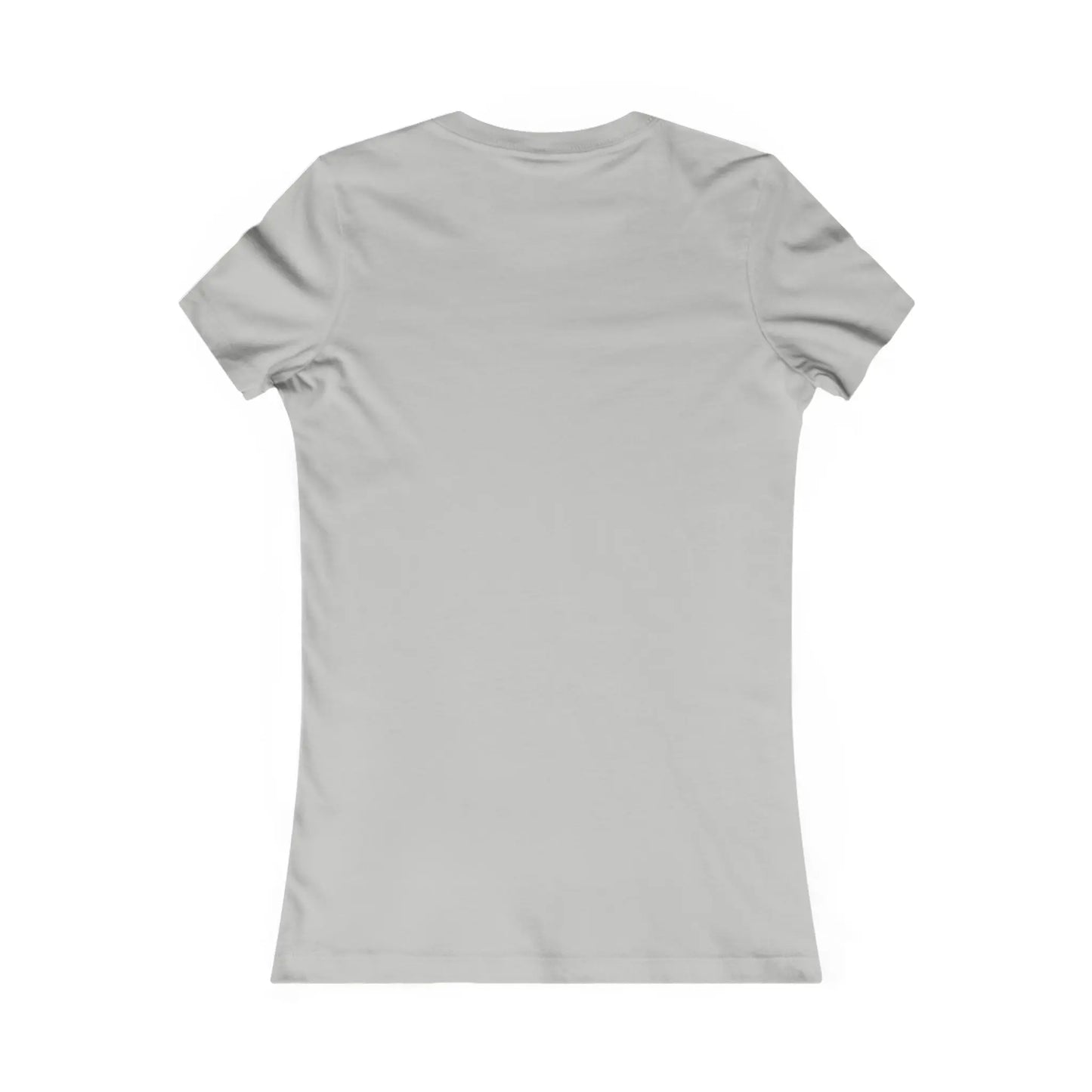 The image showcases the back of a sustainably crafted, plain light gray Stained Glass Patchwork Bear Womens Tee Shirt with short sleeves on a white background, featuring a simple, classic design without visible logos or patterns.