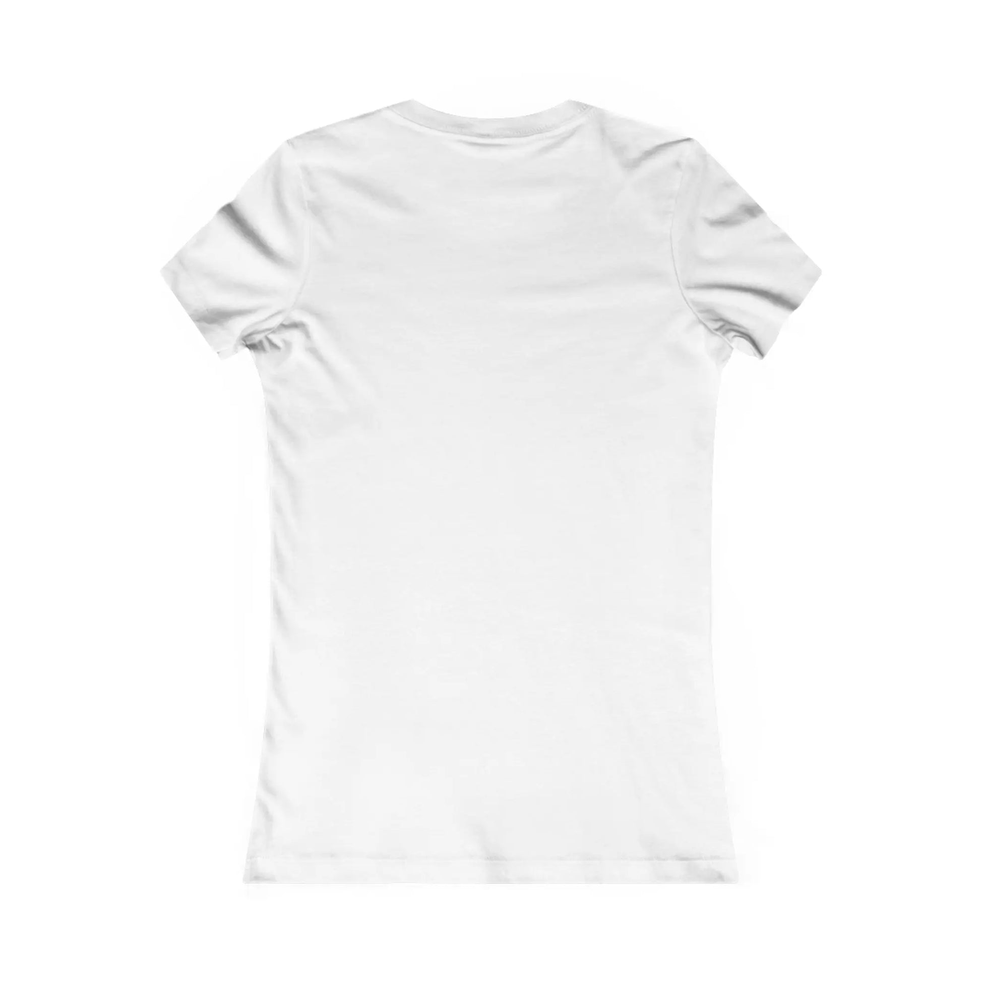 Back view of a plain white Stained Glass Groovy Butterfly Womens Tee Shirt on a white background, embodying the essence of sustainable clothing.