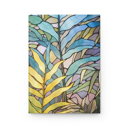 A picture of the Stained Glass Ferns Hardcover Journal from GlassyRock Arts.
