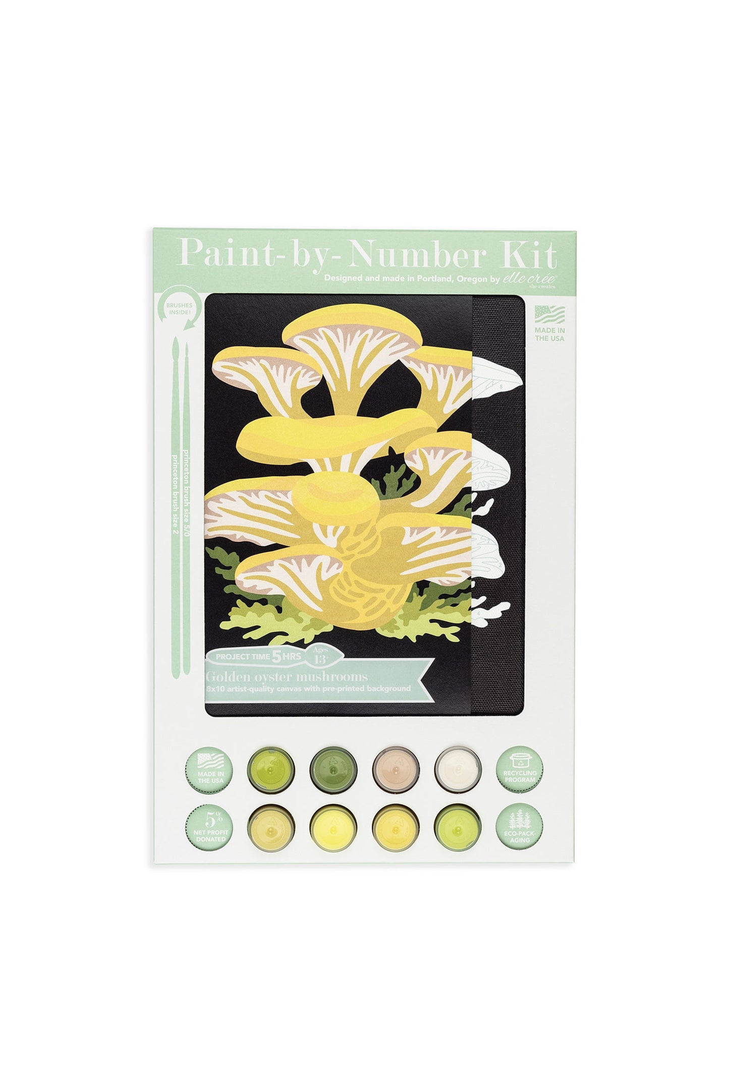 Golden Oyster Mushrooms | 8x10 paint-by-number kit - Paint-by-Number Kit from Elle Crée