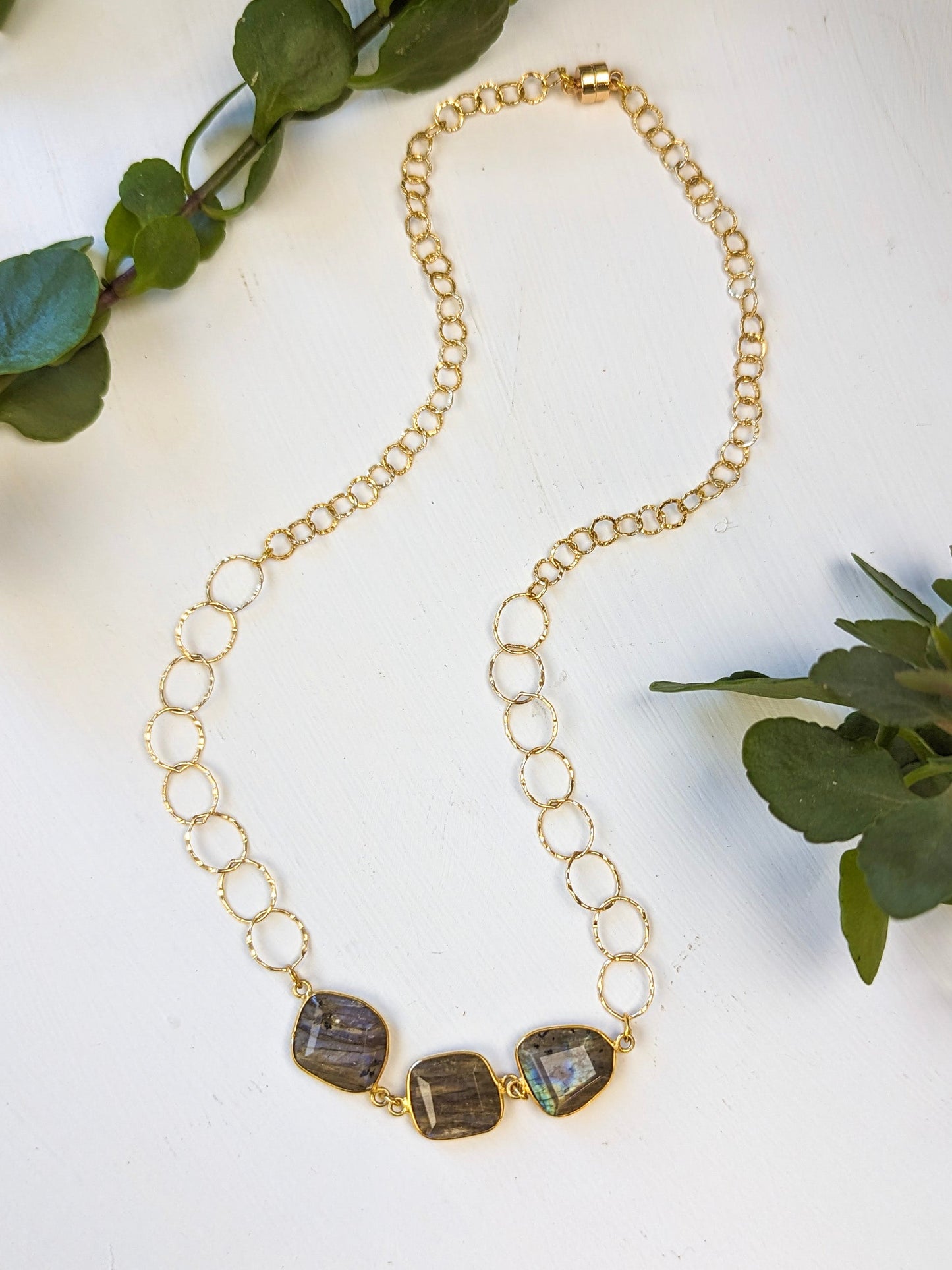 Labradorite Pebble Magnetic Necklace - Necklaces from Ash & Rose