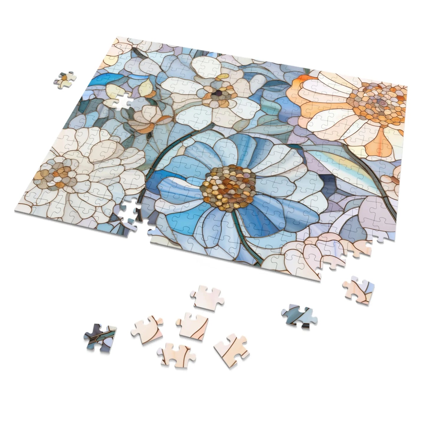 Stained Glass Flowers Jigsaw Puzzle (30, 110, 252, 500,1000-Piece)