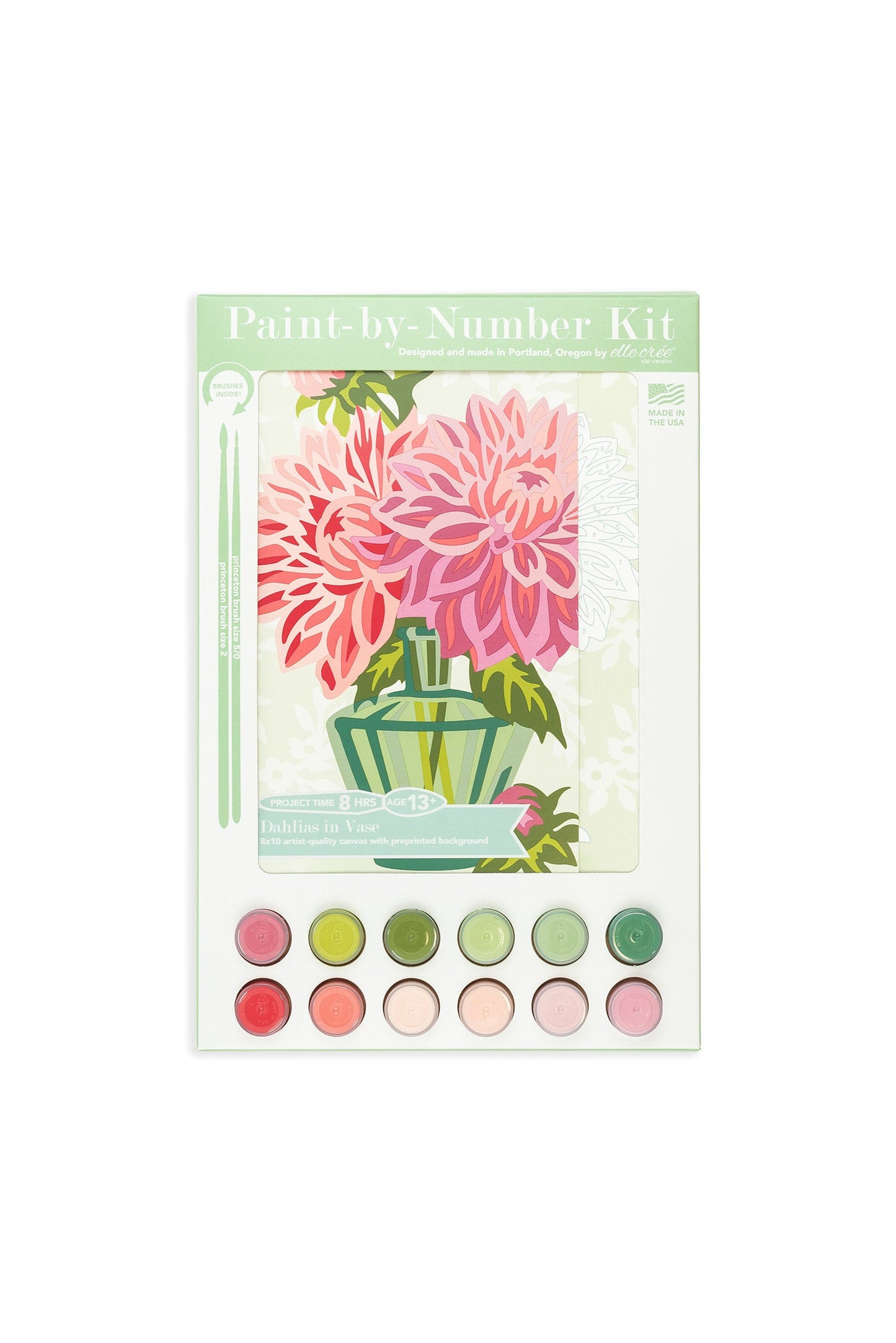 Dahlias in Vase | 8x10 paint-by-number kit - Paint-by-Number Kit from Elle Crée
