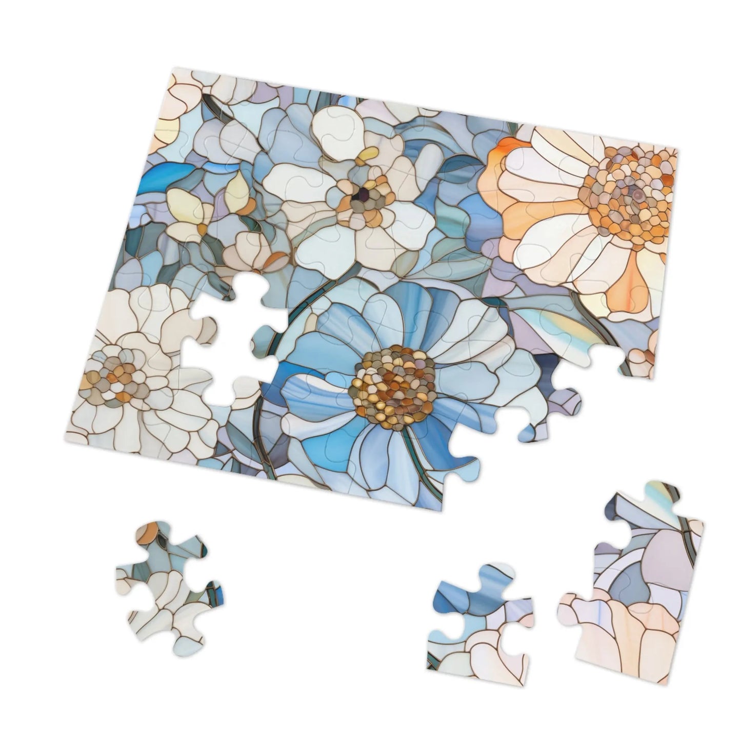 Stained Glass Flowers Jigsaw Puzzle (30, 110, 252, 500,1000-Piece)