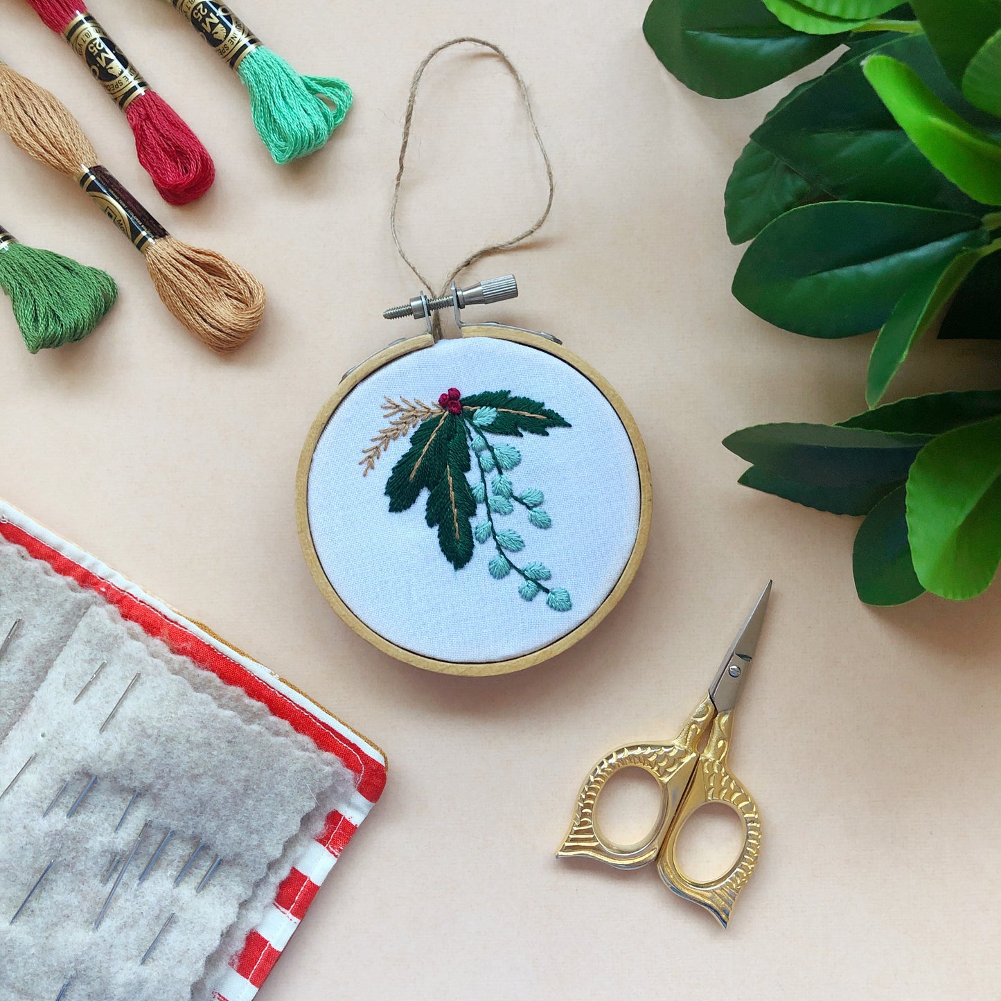 Winter Botanicals Ornament- Mini Embroidery Kit for Beginners - Needlecraft Kits from MCreativeJ