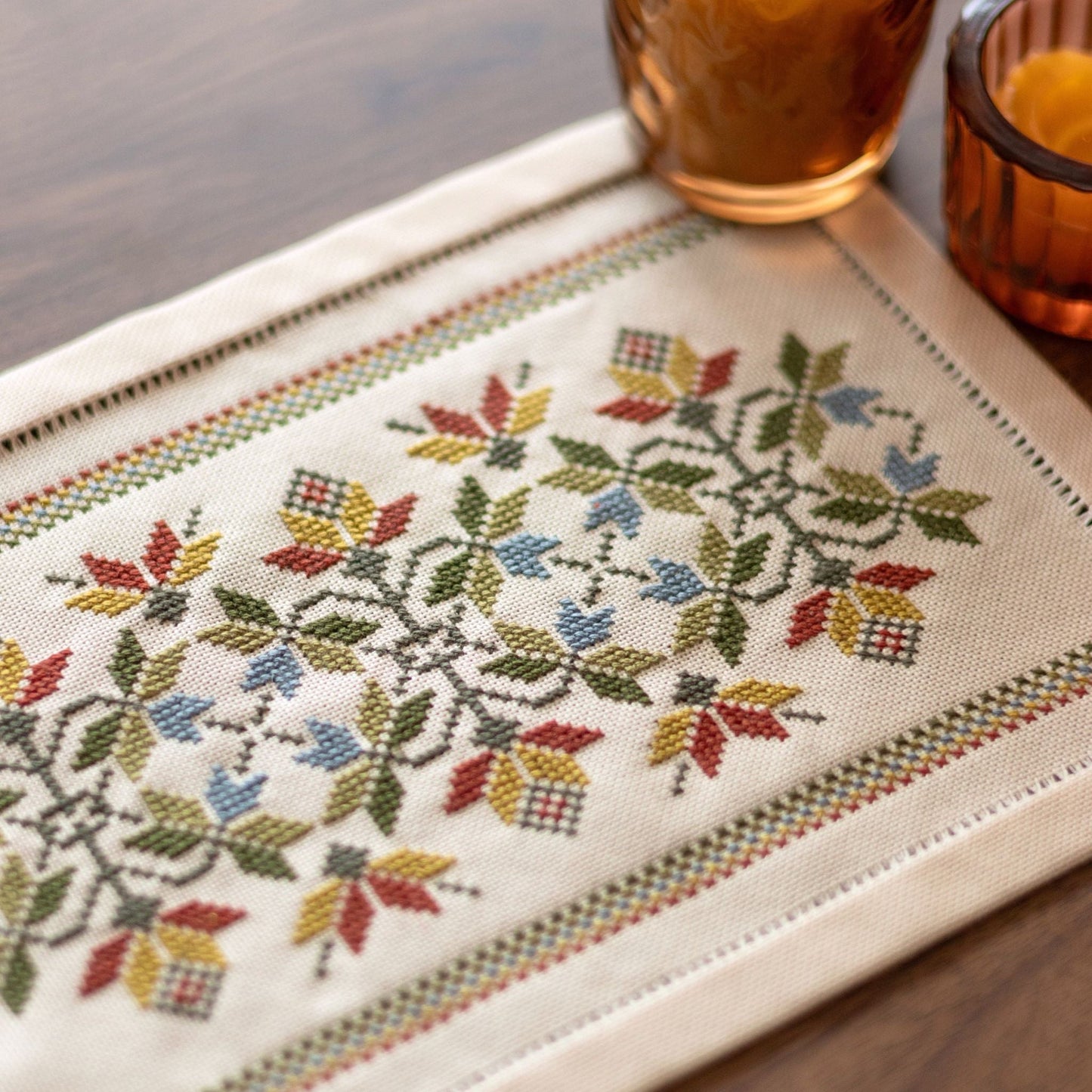 BitKit Little Leaves cross stitch folk embroidery kit - Kit from Avlea Folk Embroidery