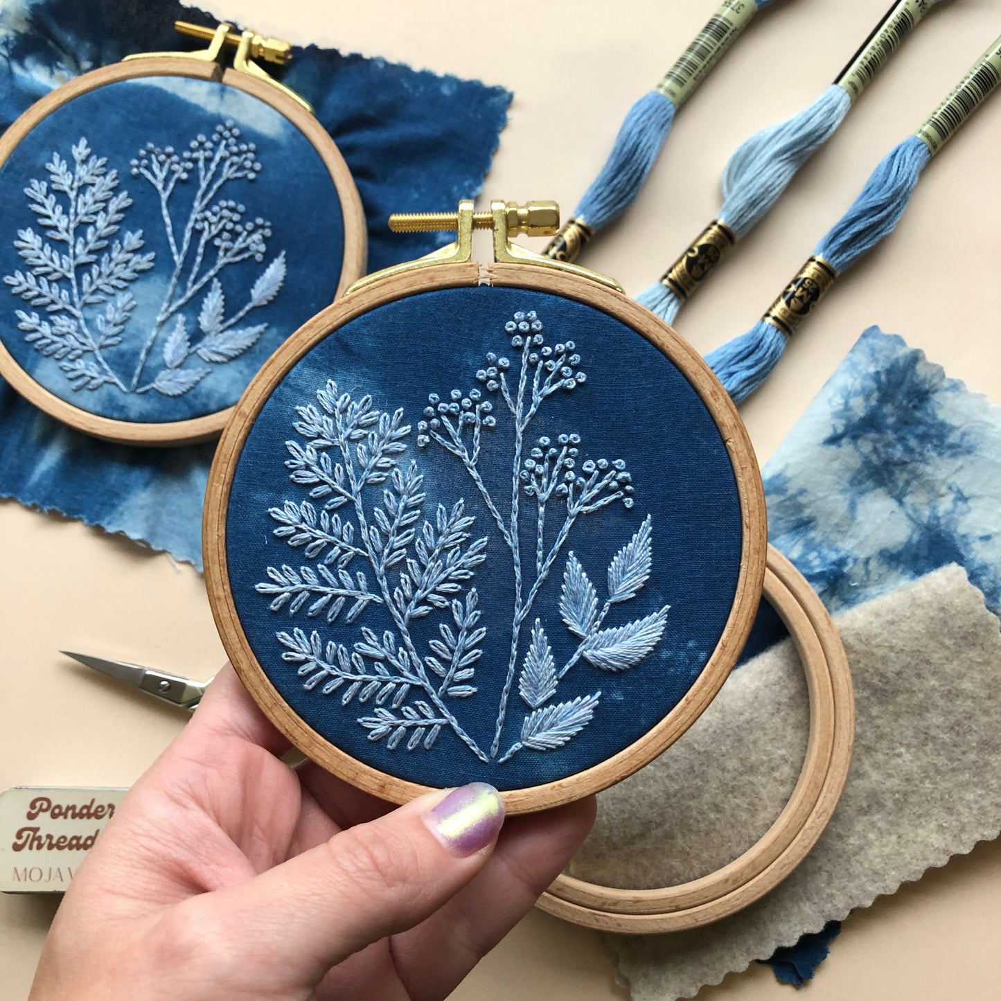 Cyanotype Botanicals - Hand Embroidery Kit for Beginners