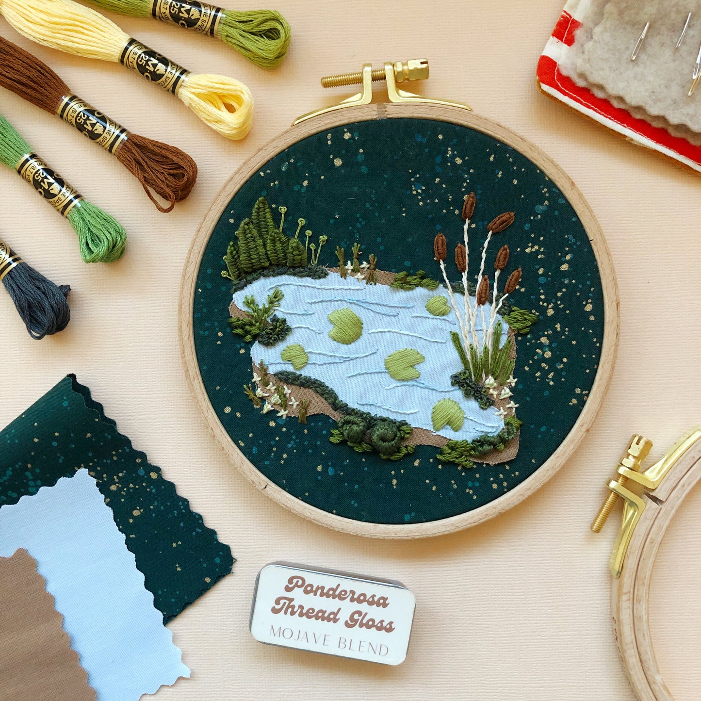 3D Lily Pad Pond - Advanced Embroidery Kit - Needlecraft Kits from MCreativeJ