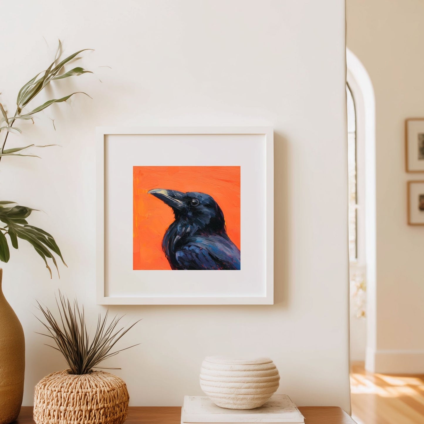 Halloween Printable Raven Wall Art, Original Artwork with 5 Sizes Included, Instant Digital Download for Halloween, Printable Square Art