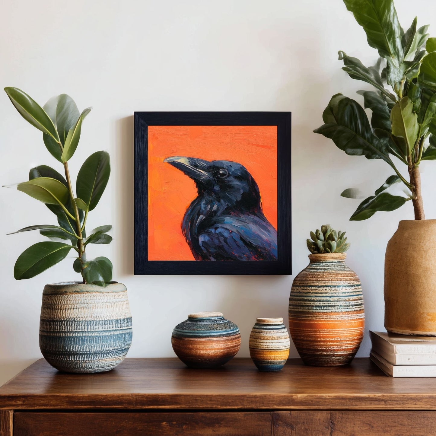 Halloween Printable Raven Wall Art, Original Artwork with 5 Sizes Included, Instant Digital Download for Halloween, Printable Square Art