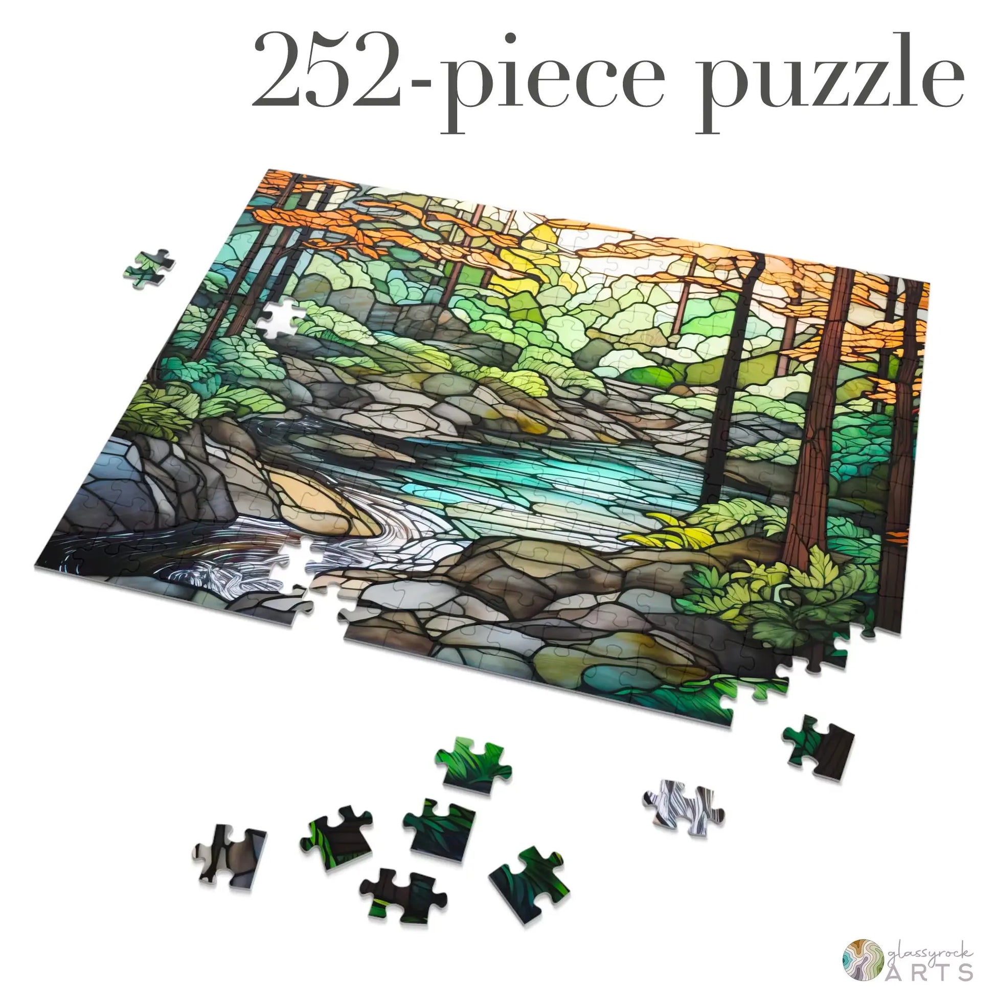 A picture of the Cuyahoga National Park Stained Glass Jigsaw Puzzle from GlassyRock Arts.