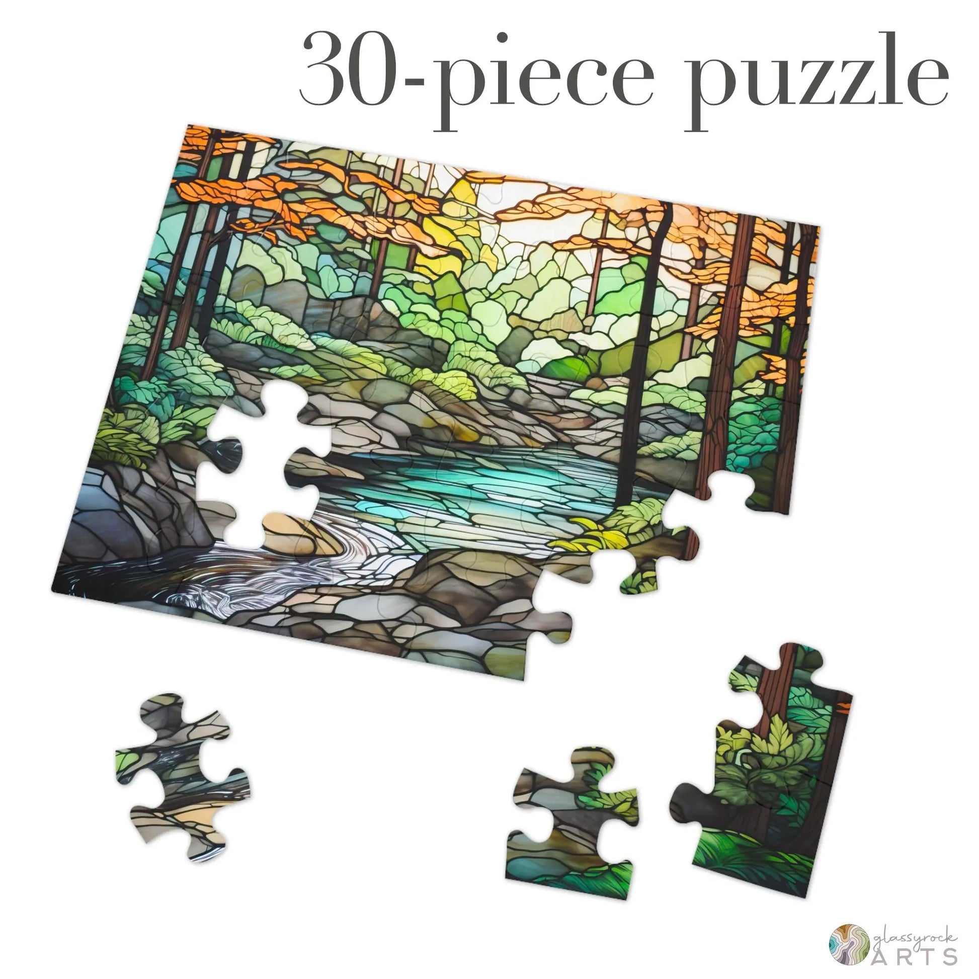 A picture of the Cuyahoga National Park Stained Glass Jigsaw Puzzle from GlassyRock Arts.