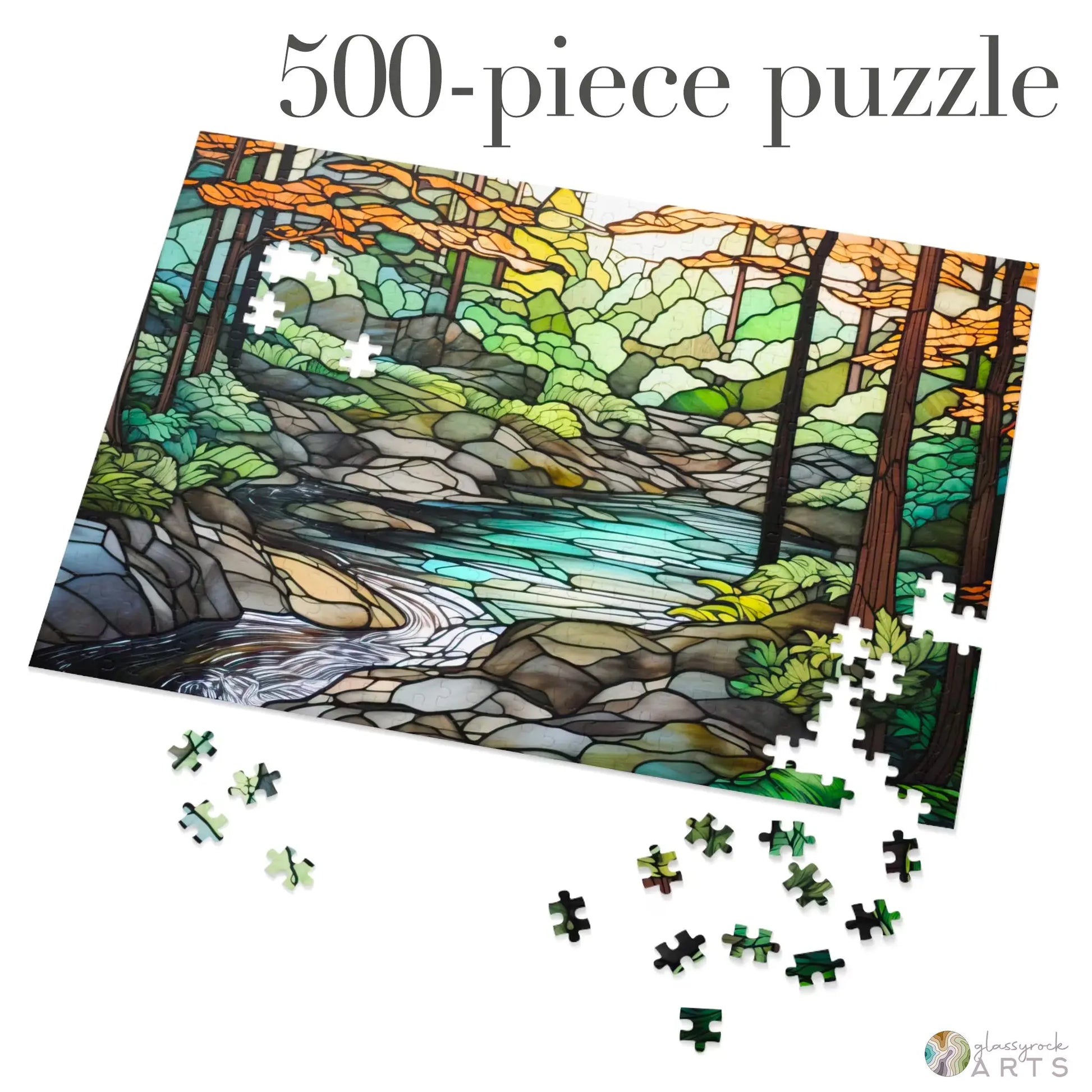 A picture of the Cuyahoga National Park Stained Glass Jigsaw Puzzle from GlassyRock Arts.