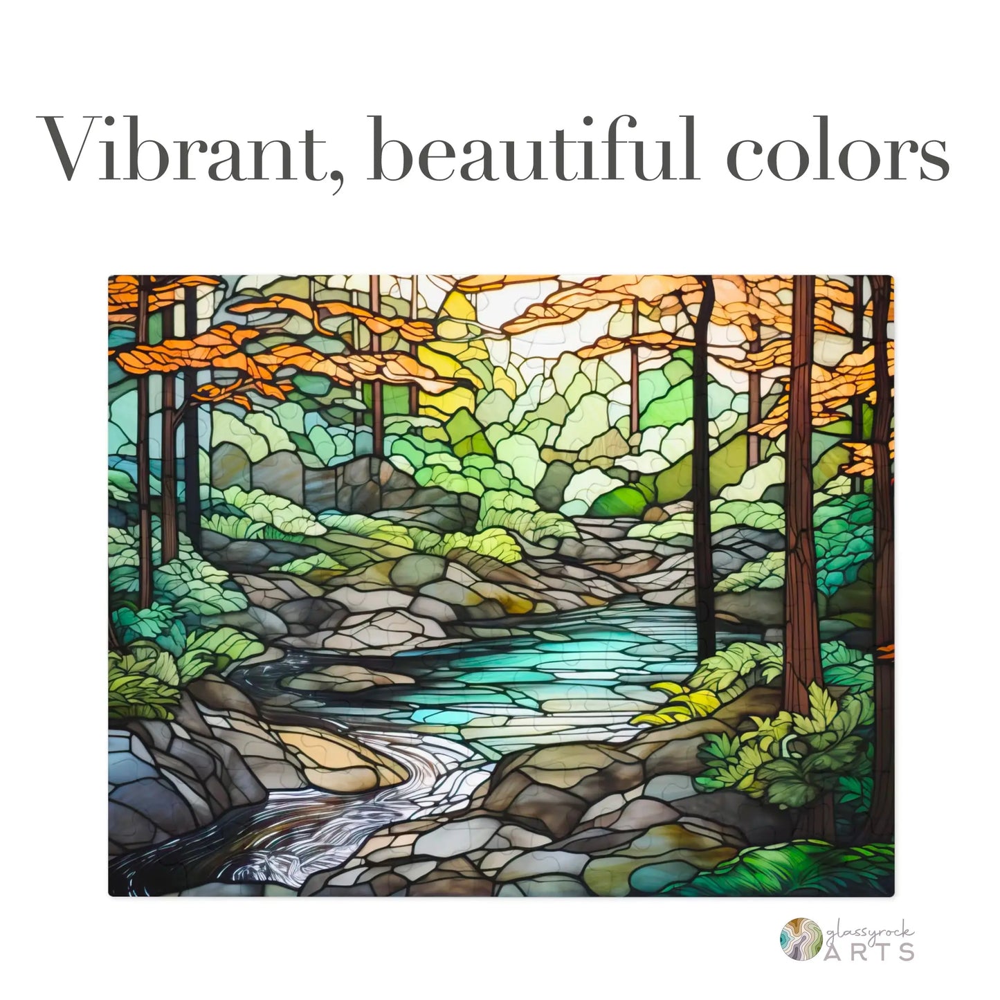 A picture of the Cuyahoga National Park Stained Glass Jigsaw Puzzle from GlassyRock Arts.