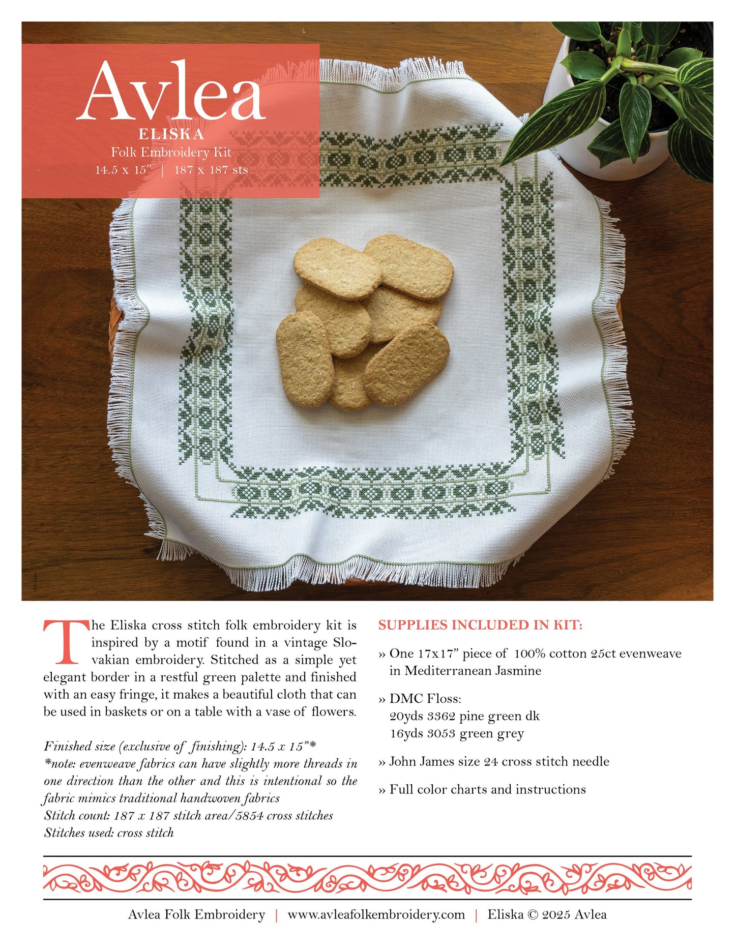 Eliska cross stitch folk embroidery kit