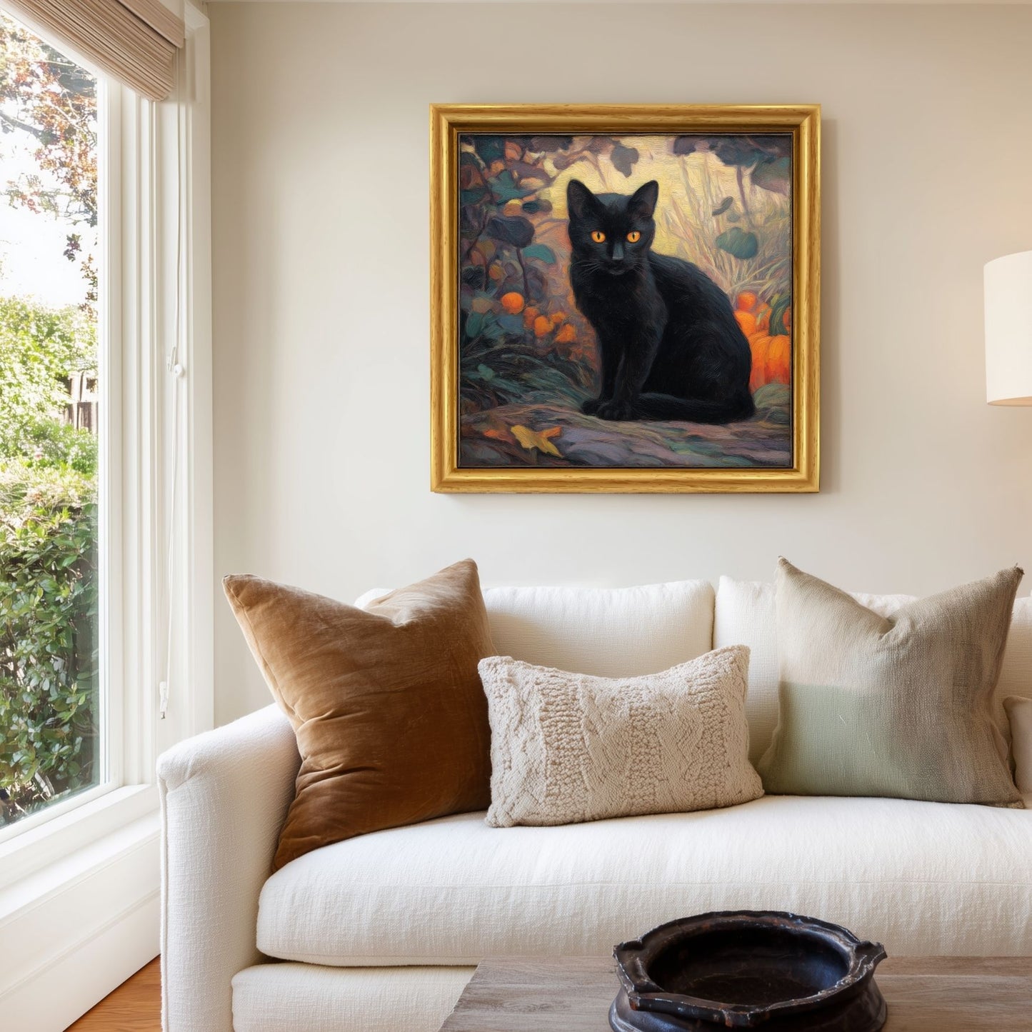 Halloween Forest Cat Art Print: Spooky Fall Decor (Digital Download, 5 Sizes Included)