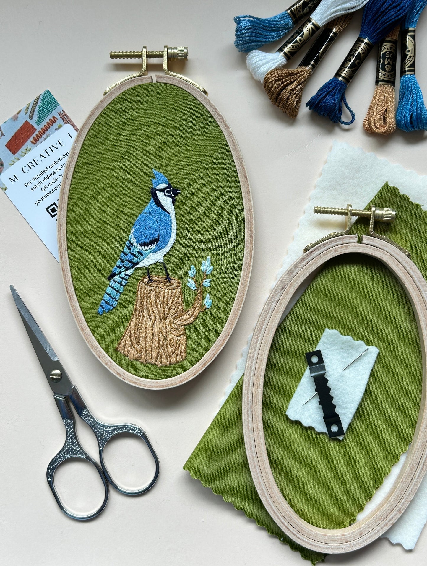 Bluejay in the Woods - Bird Embroidery Kit for Intermediate Stitchers