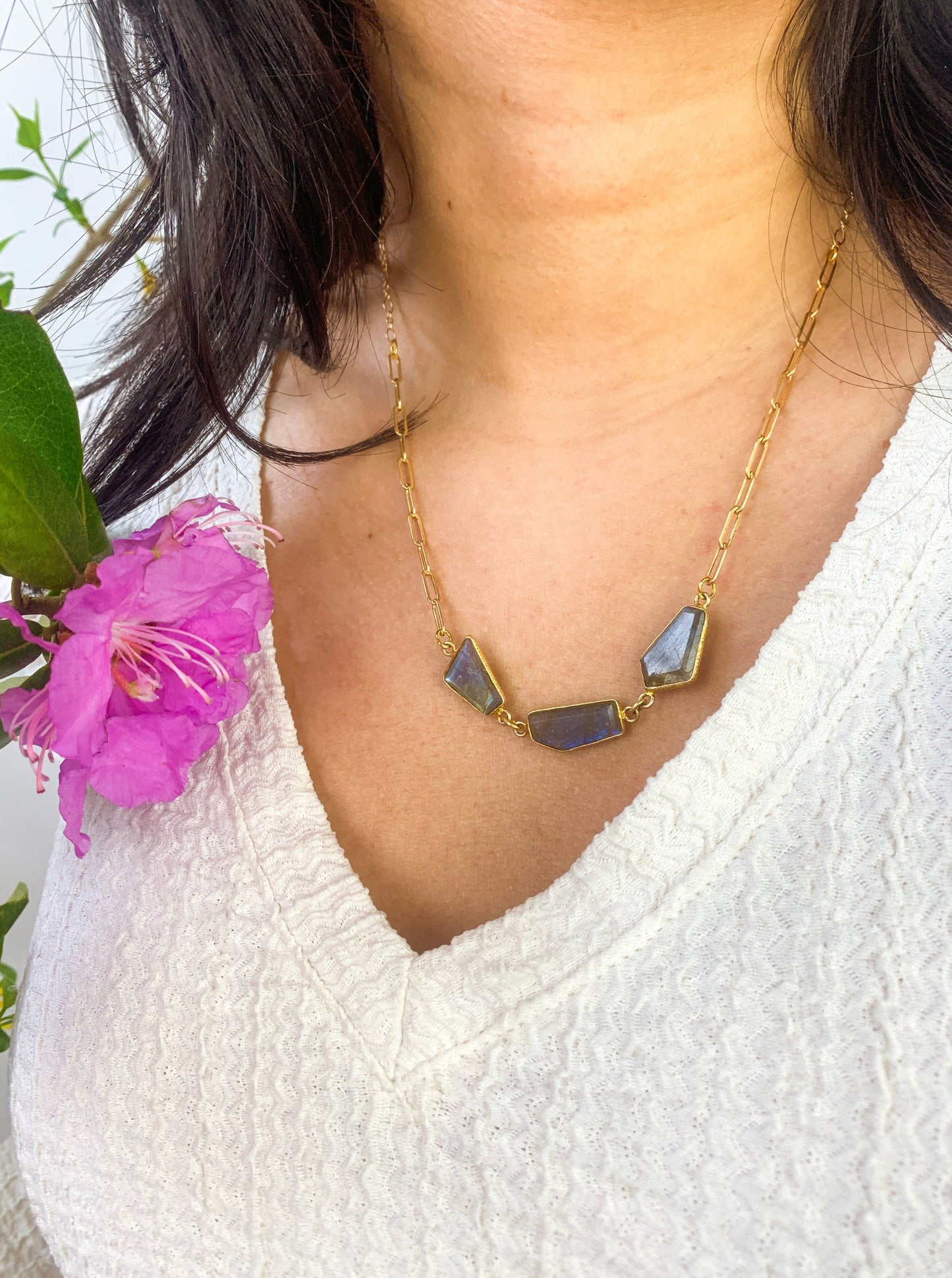 Geo Labradorite Magnetic Necklace - Necklaces from Ash & Rose