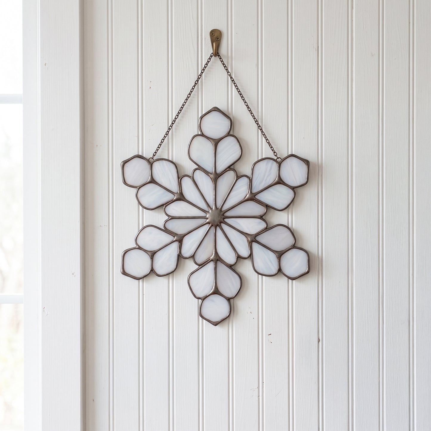 Modern Snowflake Stained Glass Pattern and PNG