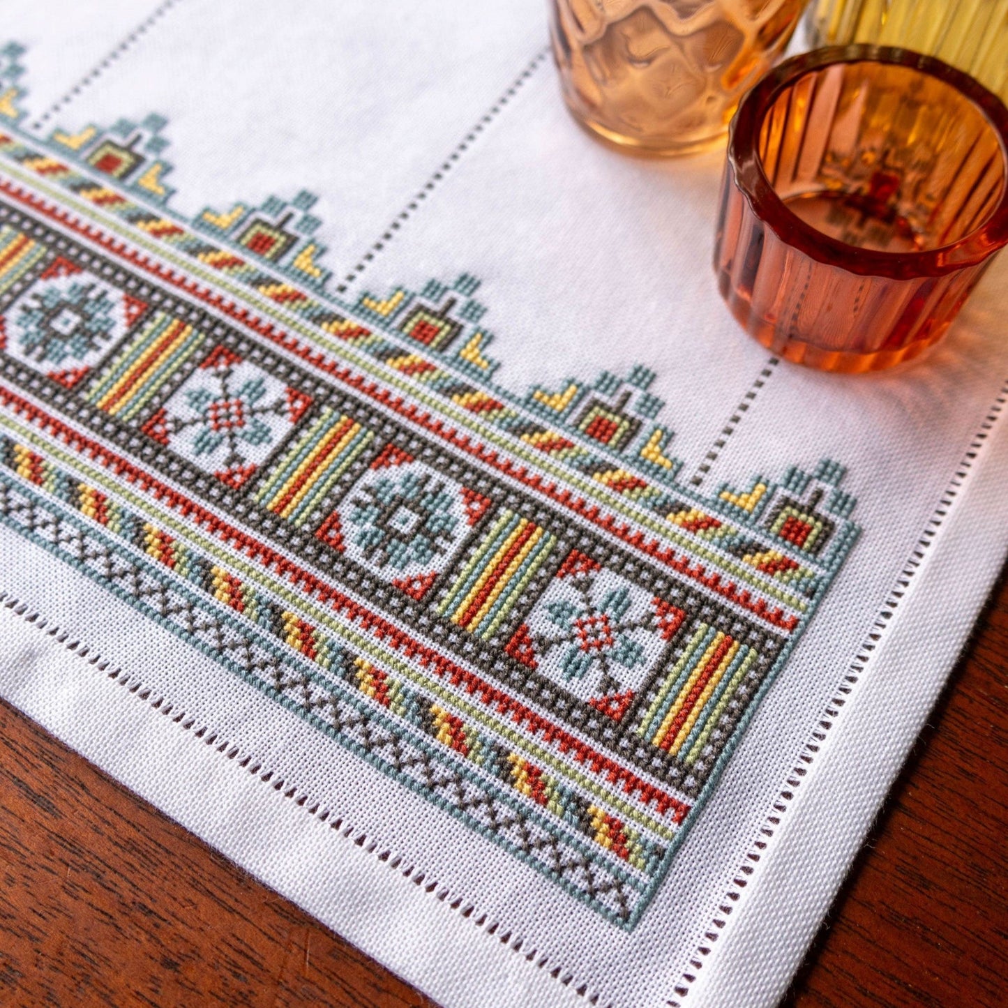 Kyivan Stars cross stitch folk embroidery kit - Kit from Avlea Folk Embroidery