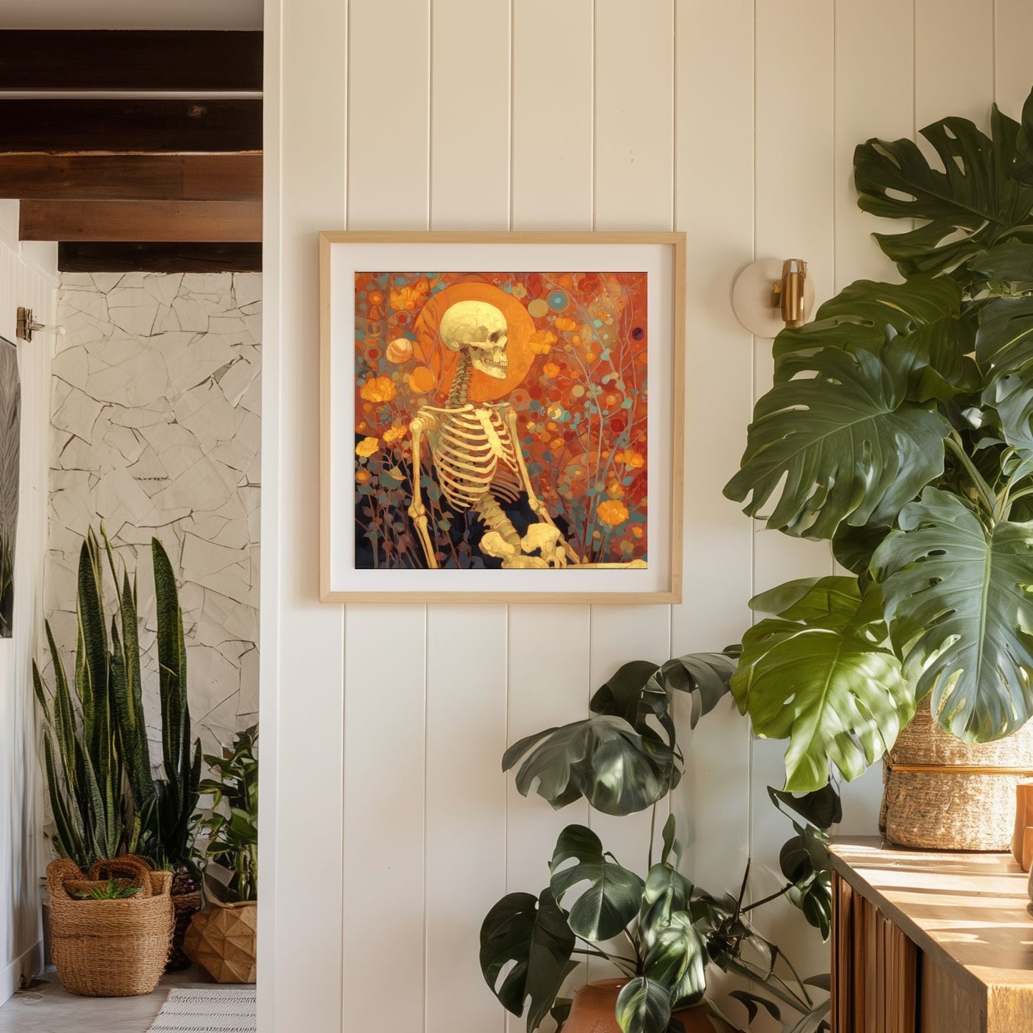 Halloween Skeleton Art Print: Spooky Wall Decor (Digital Download, 5 Sizes Included)