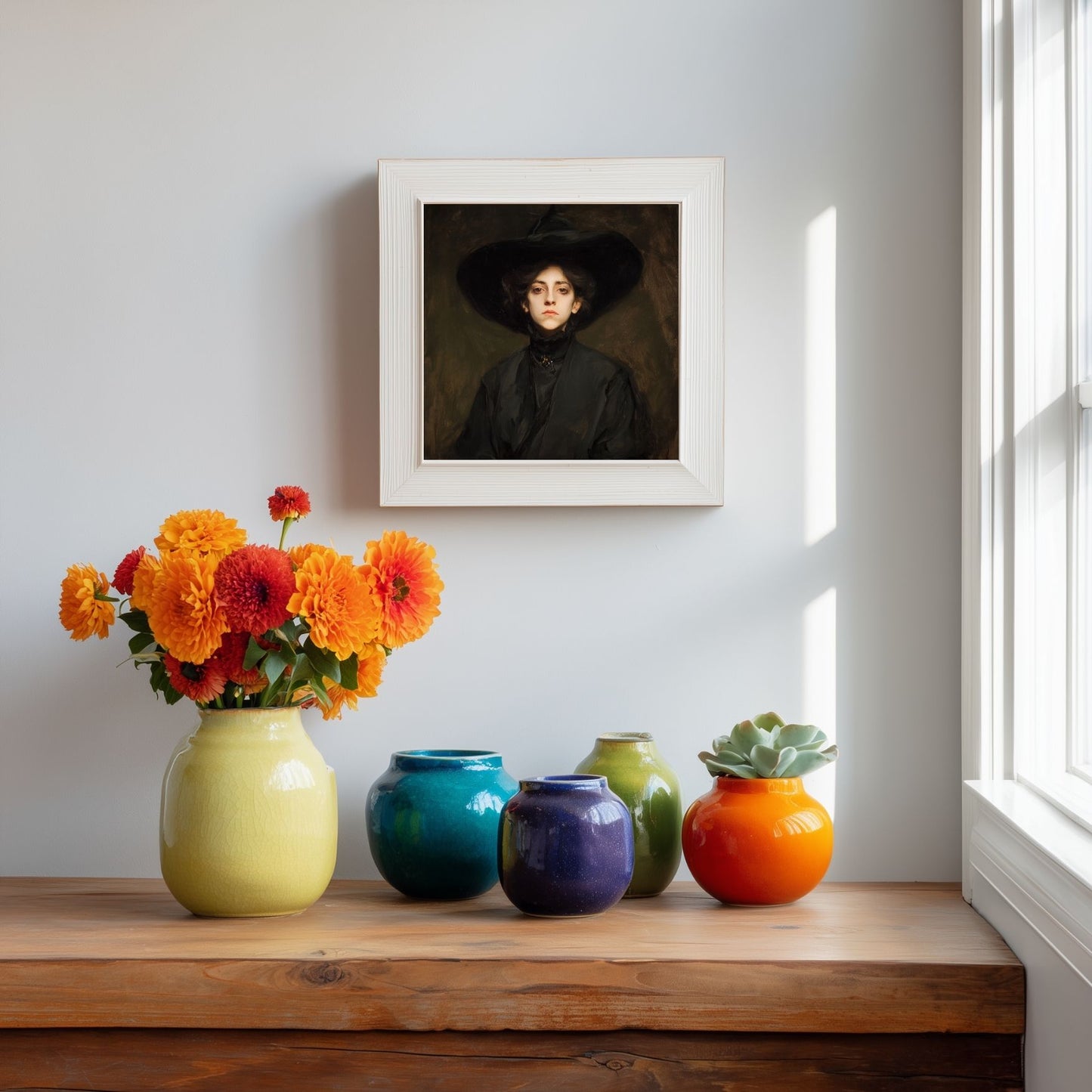 Halloween Witch Portrait Art Print: Spooky Wall Decor (Digital Download, 5 Sizes Included)