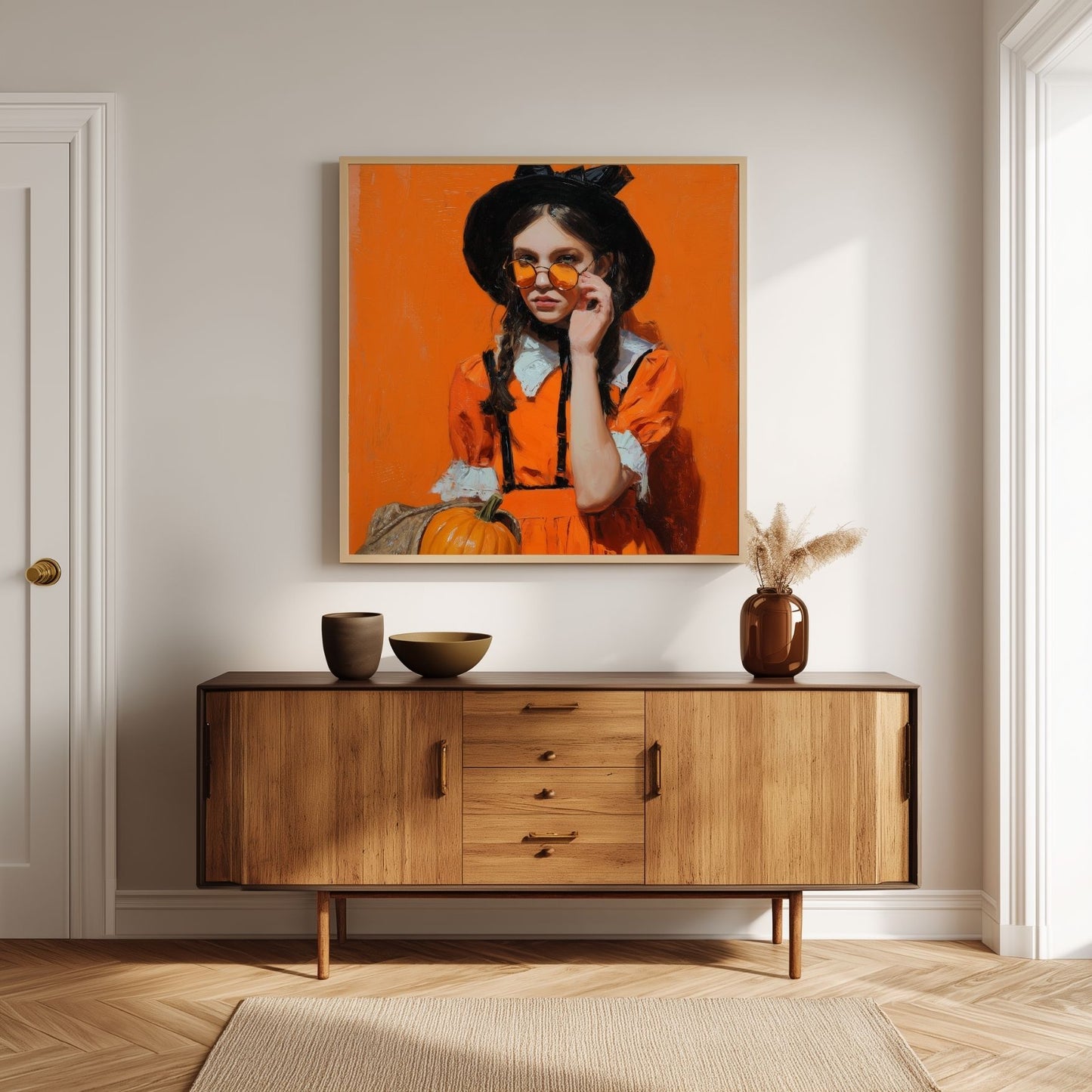 Halloween Costume Party Art: Orange Printable Portrait (Digital Download, 5 Sizes Included)