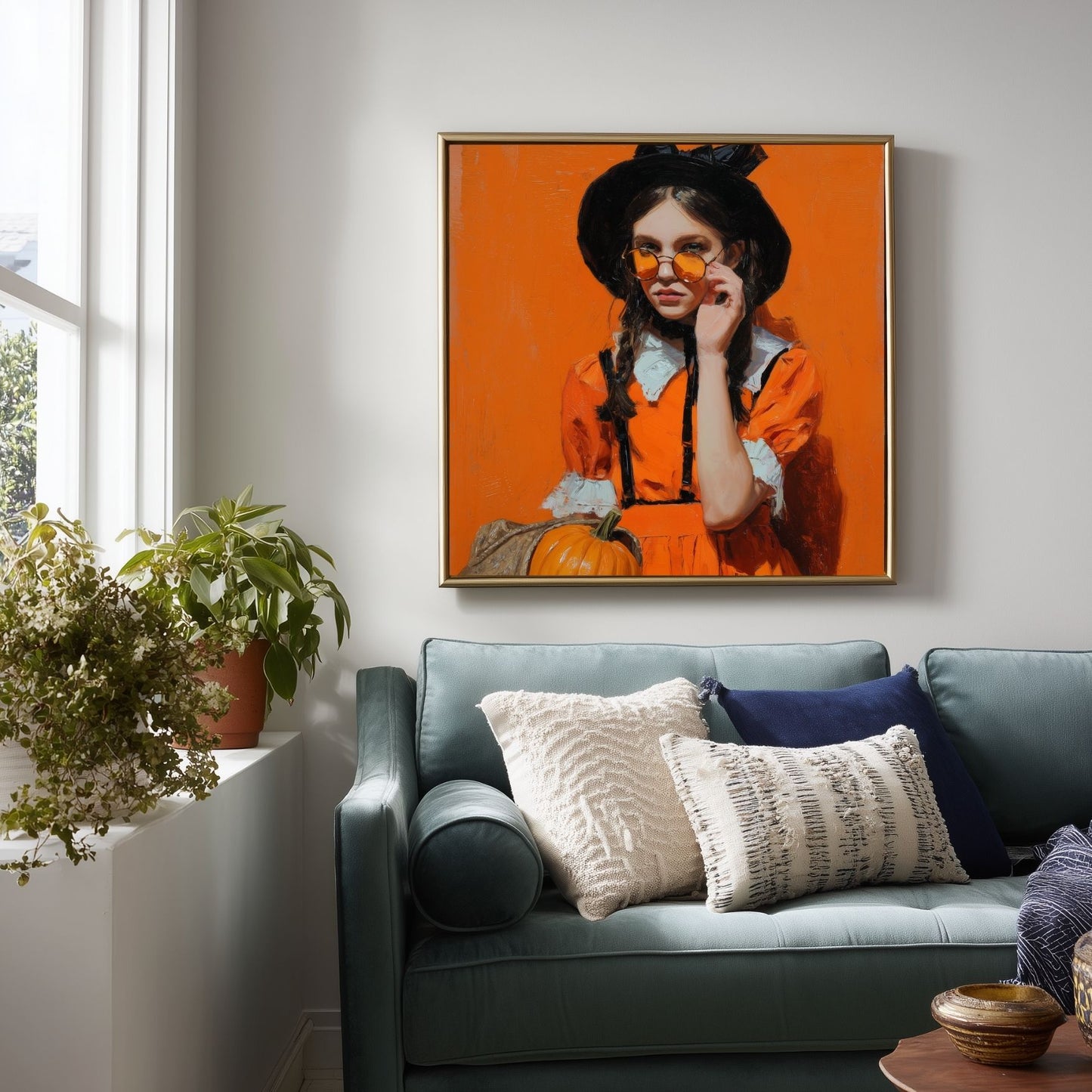 Halloween Costume Party Art: Orange Printable Portrait (Digital Download, 5 Sizes Included)