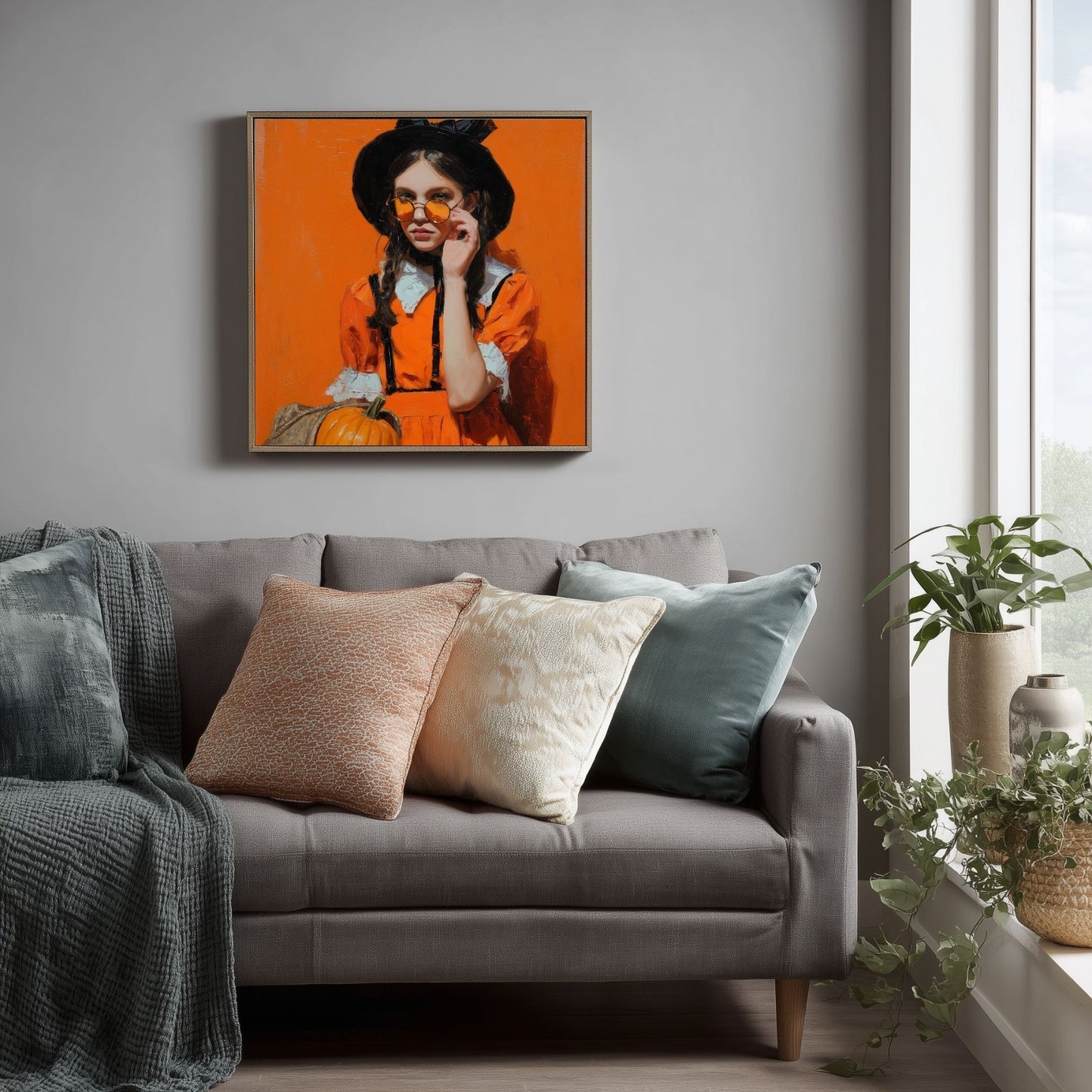 Halloween Costume Party Art: Orange Printable Portrait (Digital Download, 5 Sizes Included)